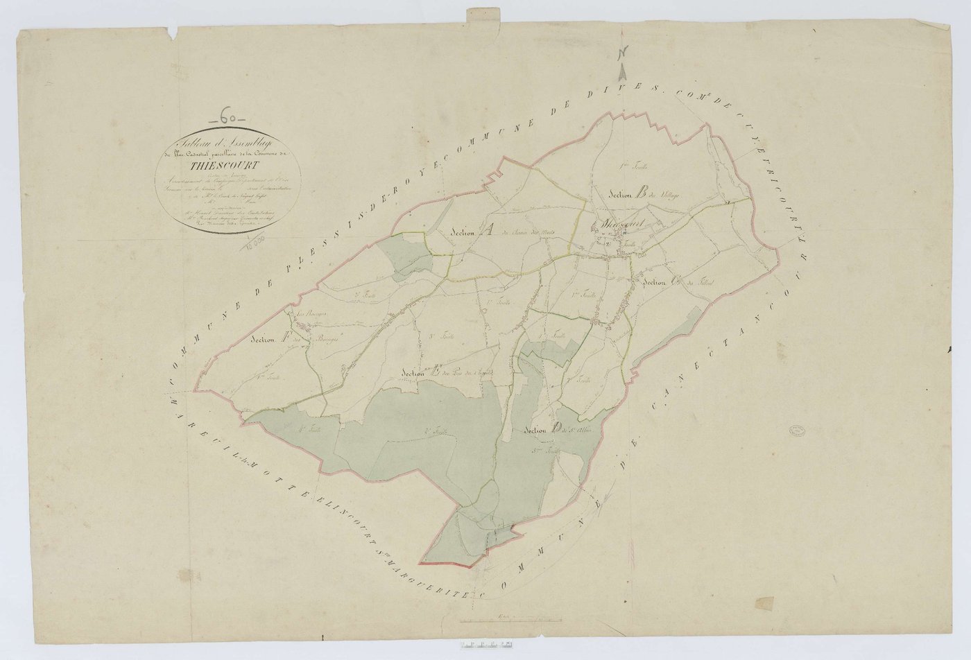 Thiescourt - Cadastre napoléonien, tableau d'assemblage