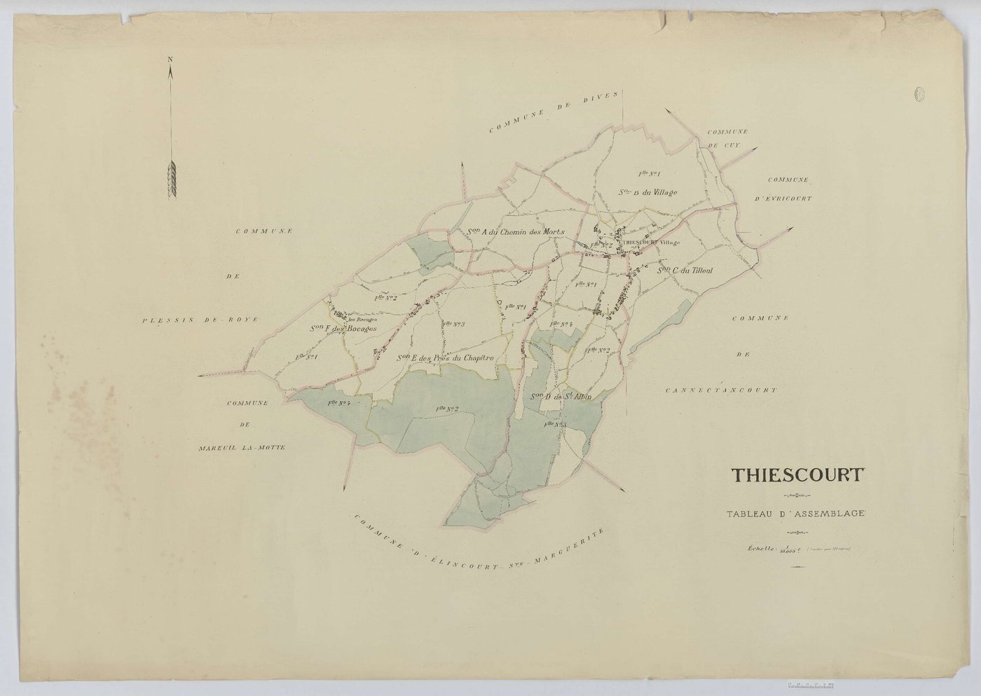 Thiescourt - Cadastre napoléonien (copie), tableau d'assemblage