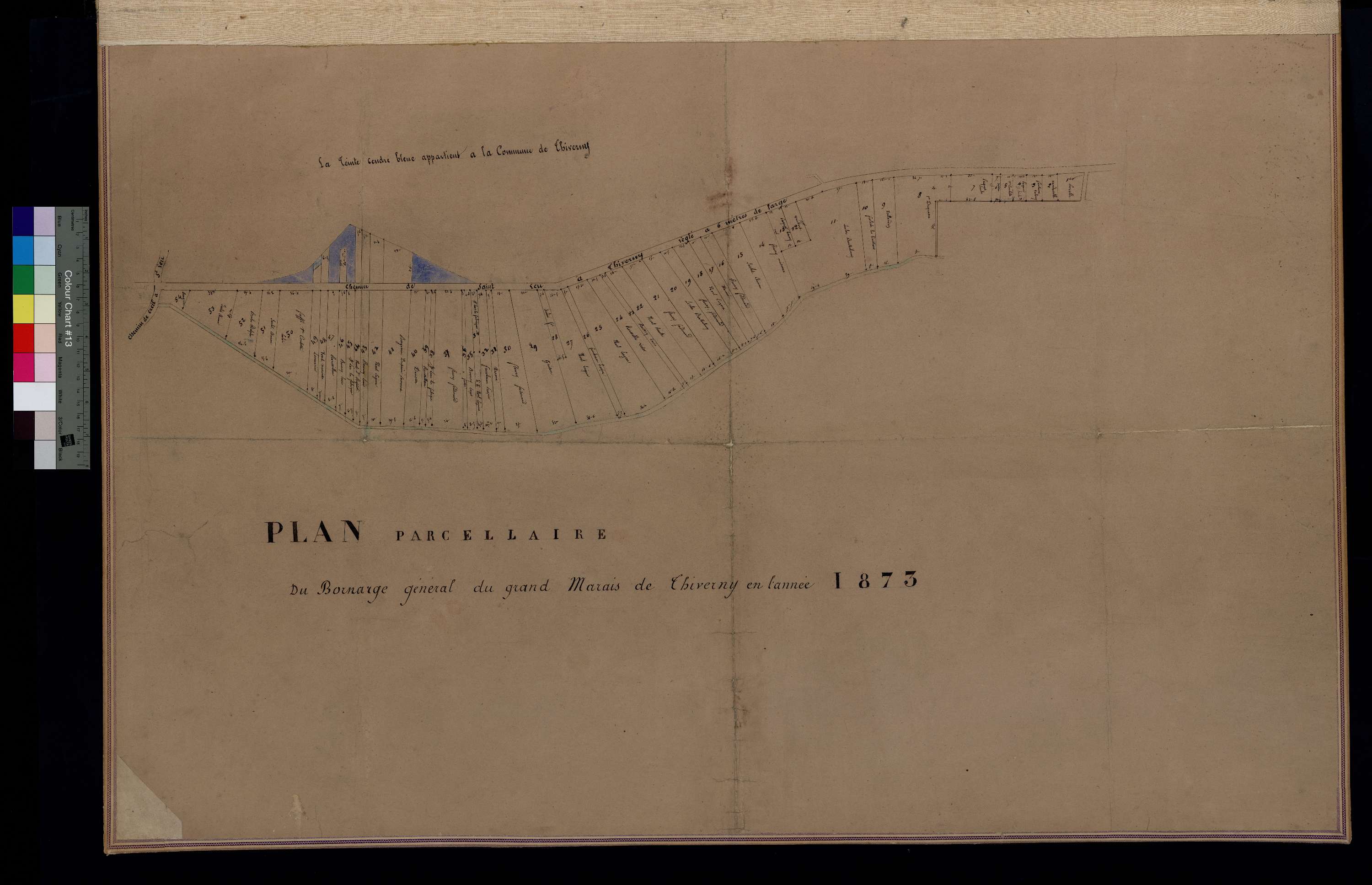 Thiverny - Cadastre napoléonien, plan parcellaire du bornage du grand marais