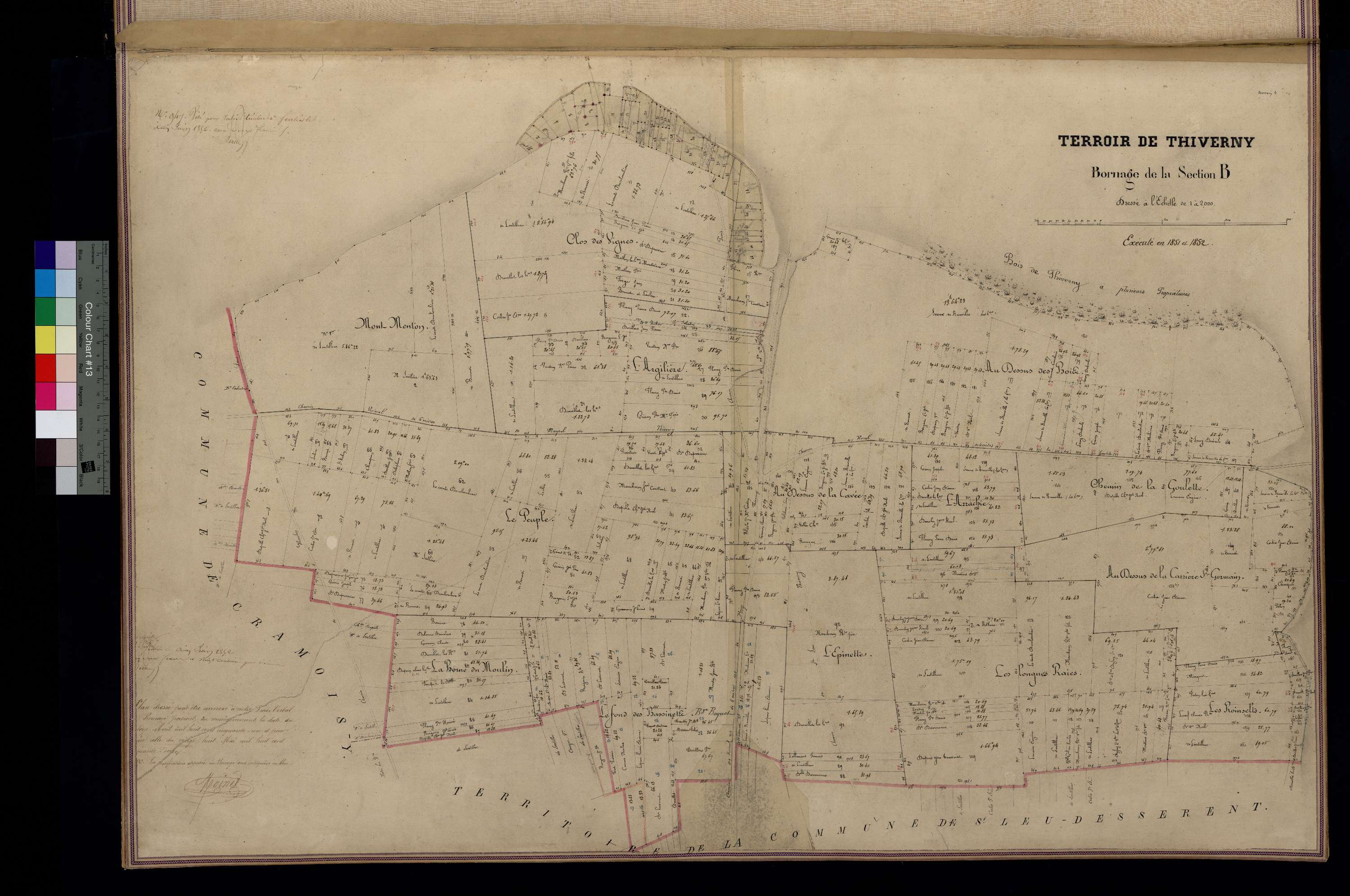Thiverny - Cadastre napoléonien, section B, bornage