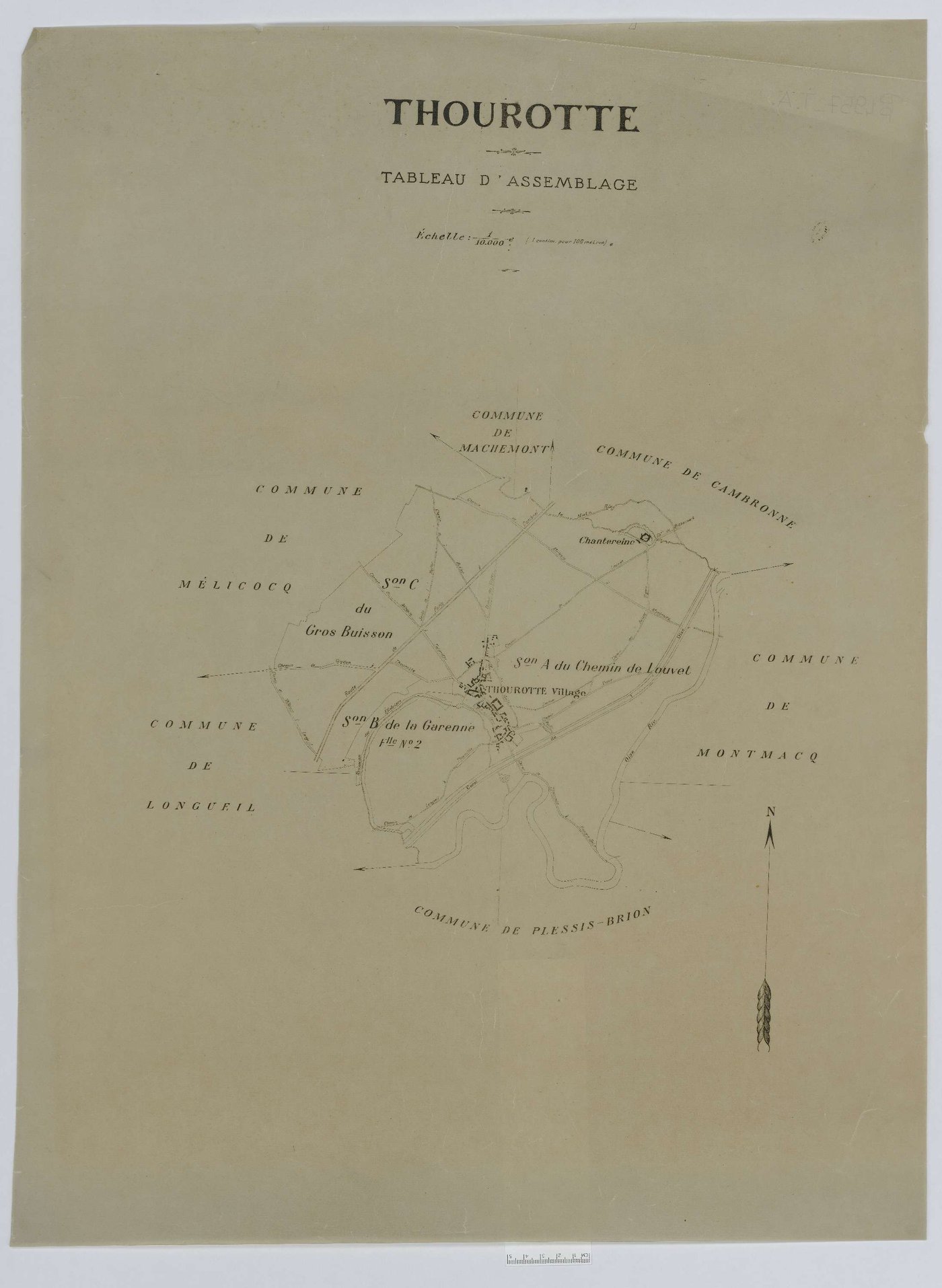 Thourotte - Cadastre napoléonien (copie), tableau d'assemblage, copie calque