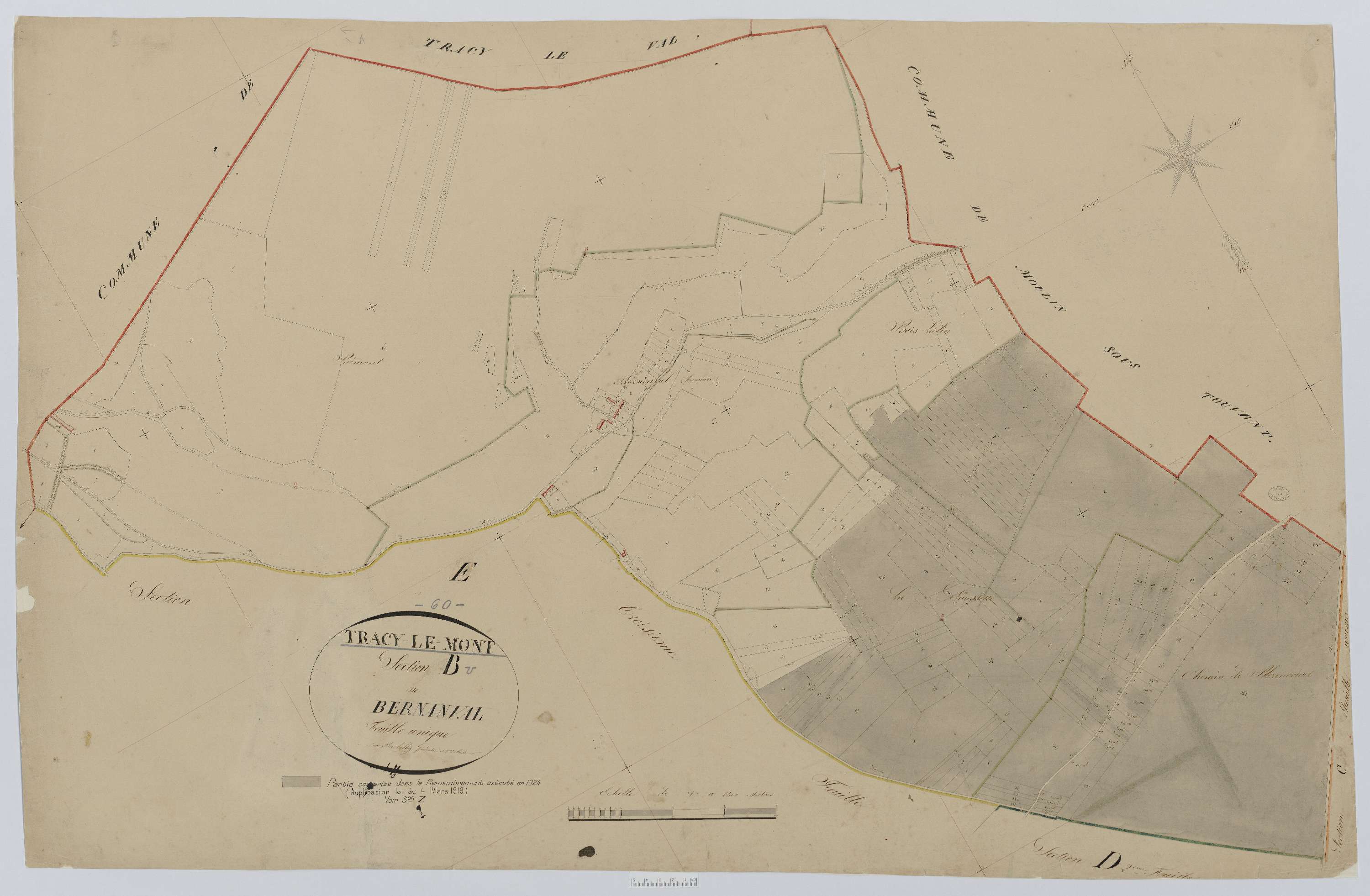 Tracy-le-Mont - Cadastre napoléonien, section B, feuille unique