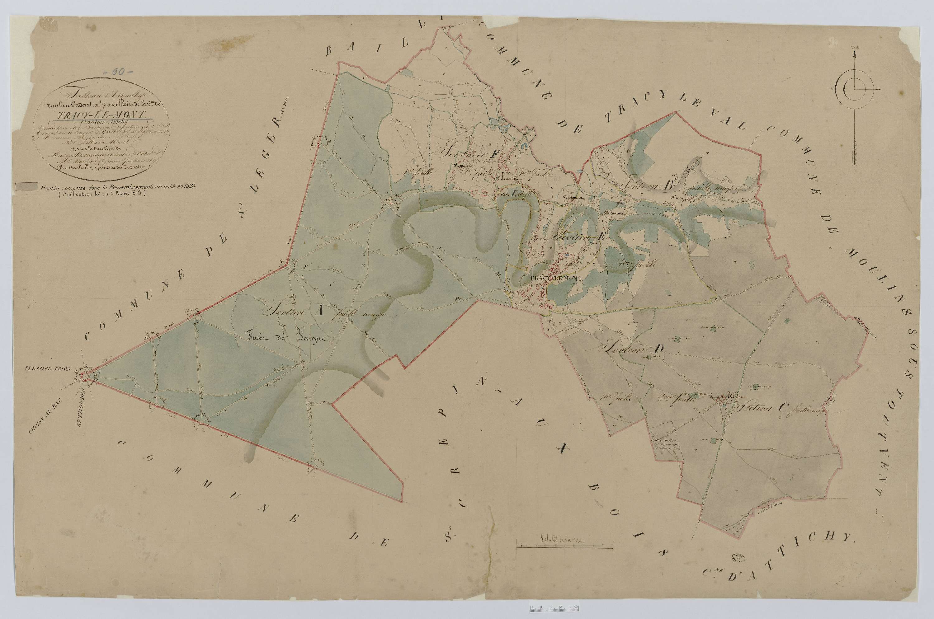 Tracy-le-Mont - Cadastre napoléonien, tableau d'assemblage