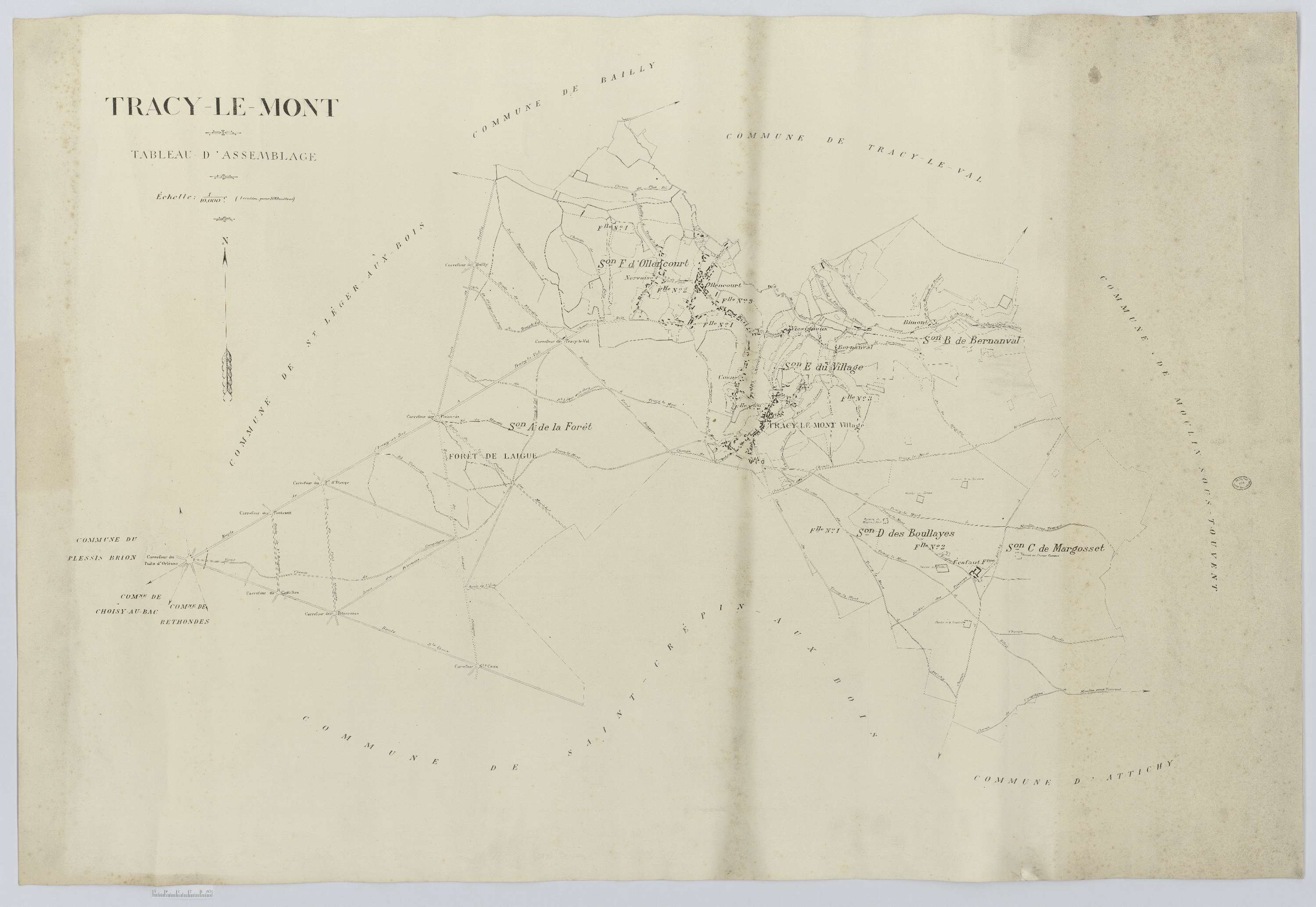 Tracy-le-Mont - Cadastre napoléonien (copie), tableau d'assemblage