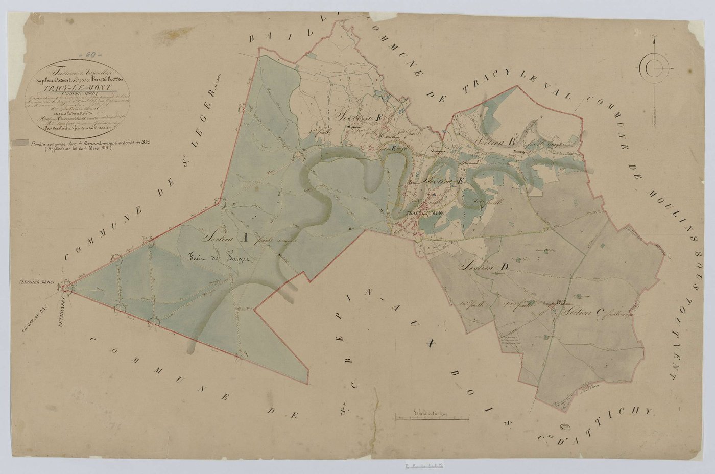 Tracy-le-Mont - Cadastre napoléonien, tableau d'assemblage