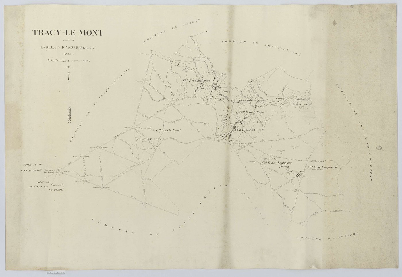 Tracy-le-Mont - Cadastre napoléonien (copie), tableau d'assemblage