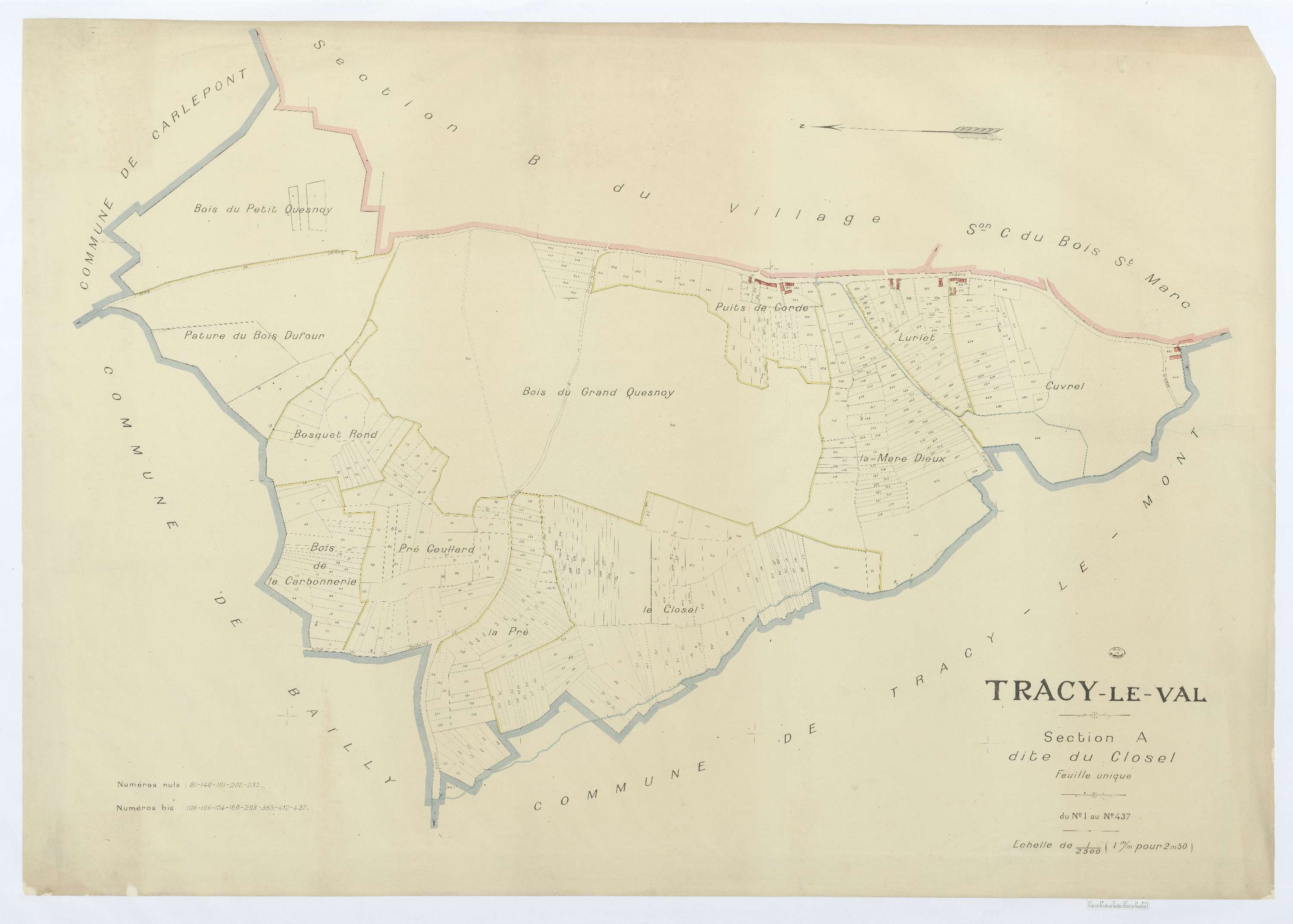 Tracy-le-Val - Cadastre napoléonien (copie), section A, feuille unique