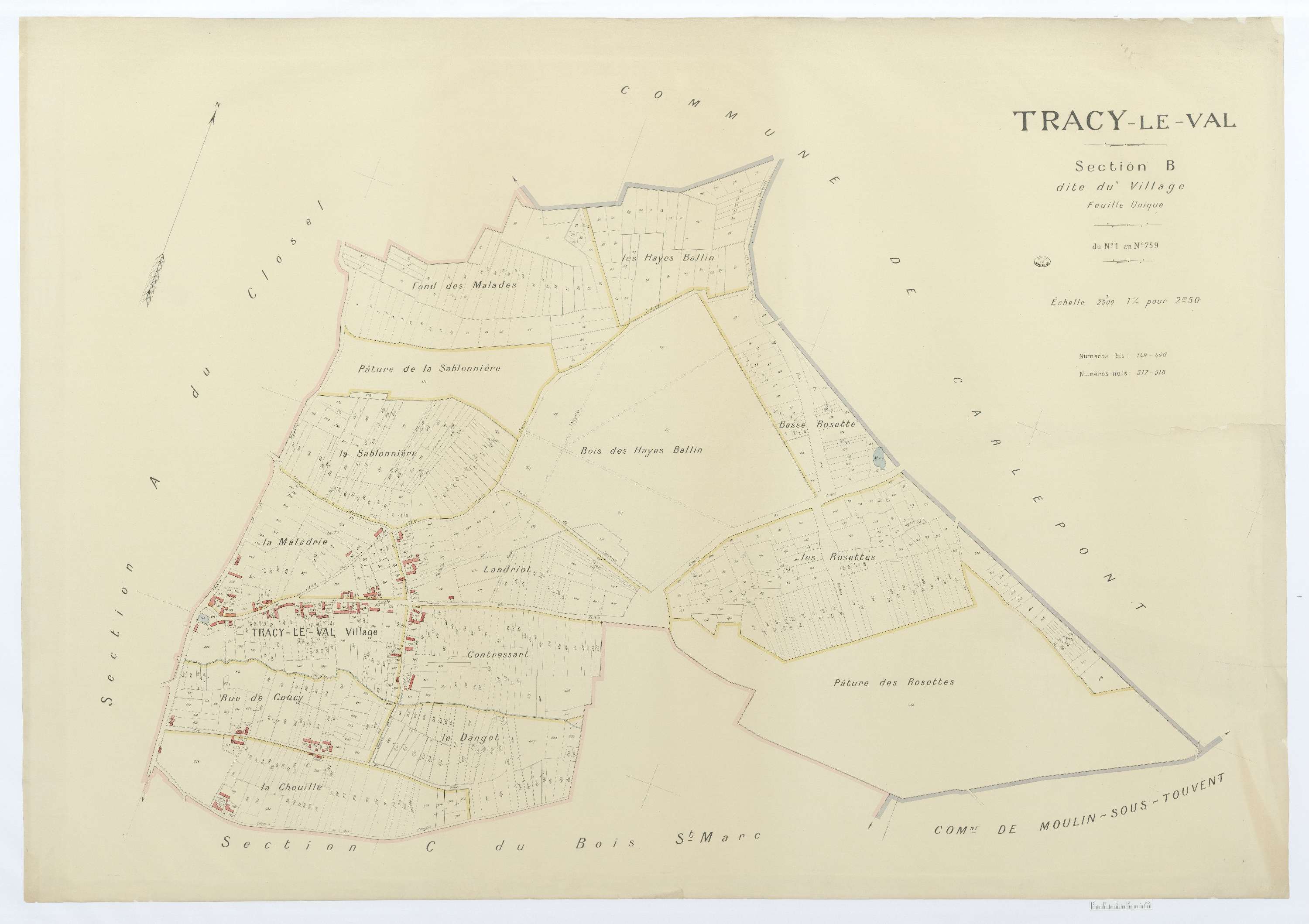 Tracy-le-Val - Cadastre napoléonien (copie), section B, feuille unique