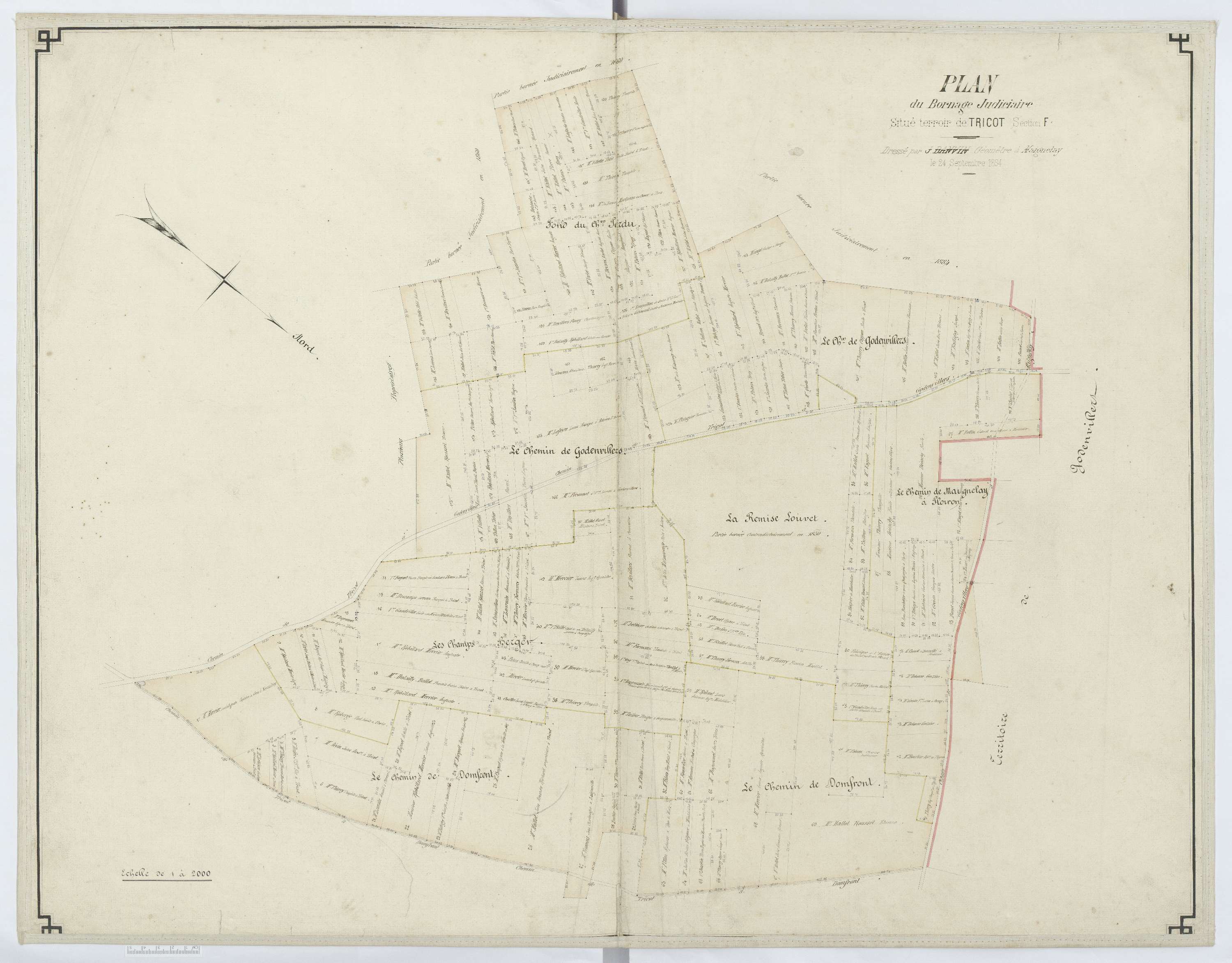 Tricot - Cadastre napoléonien, plan de bornage judiciaire, section F