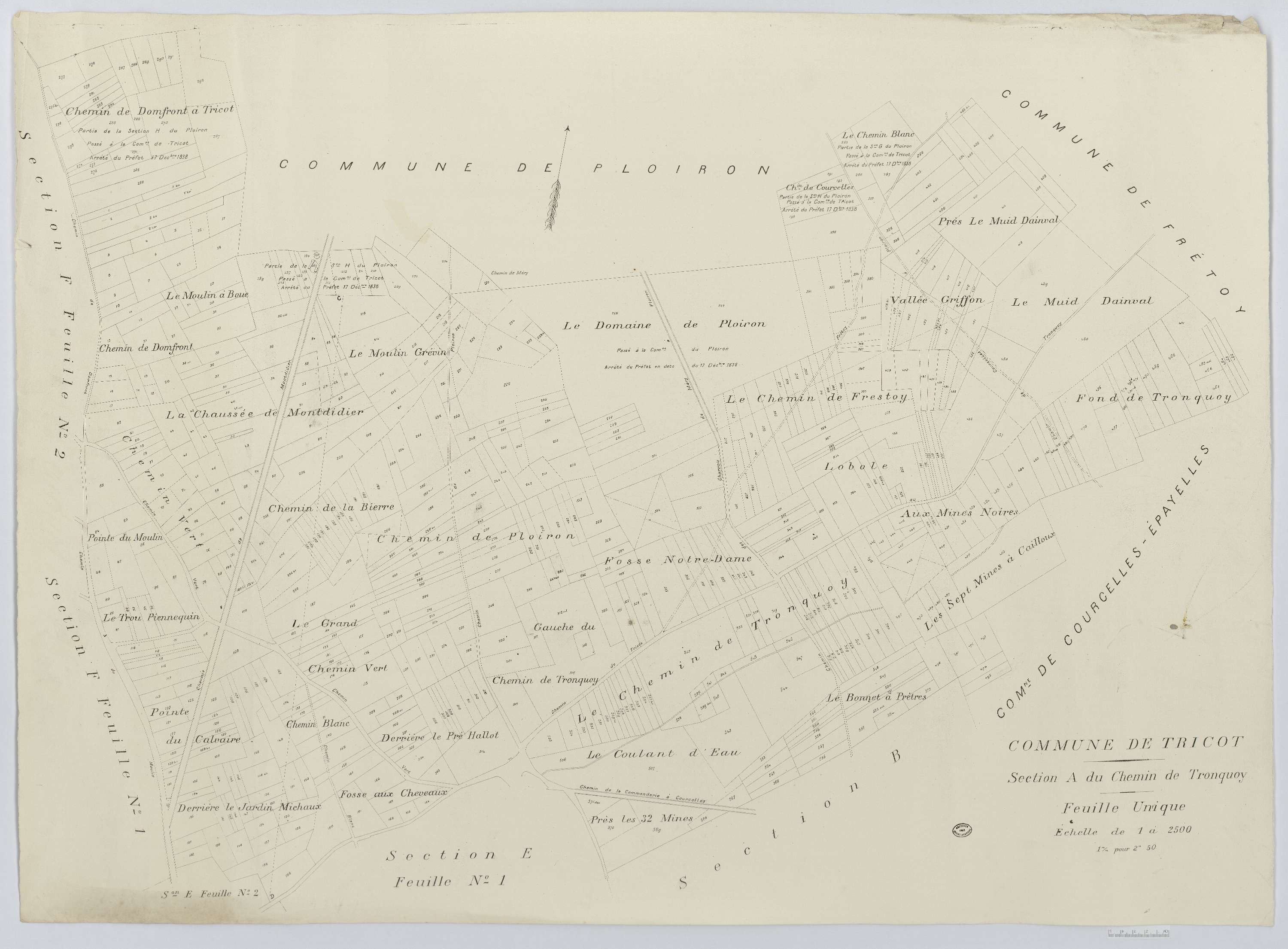 Tricot - Cadastre napoléonien (copie), section A, feuille unique