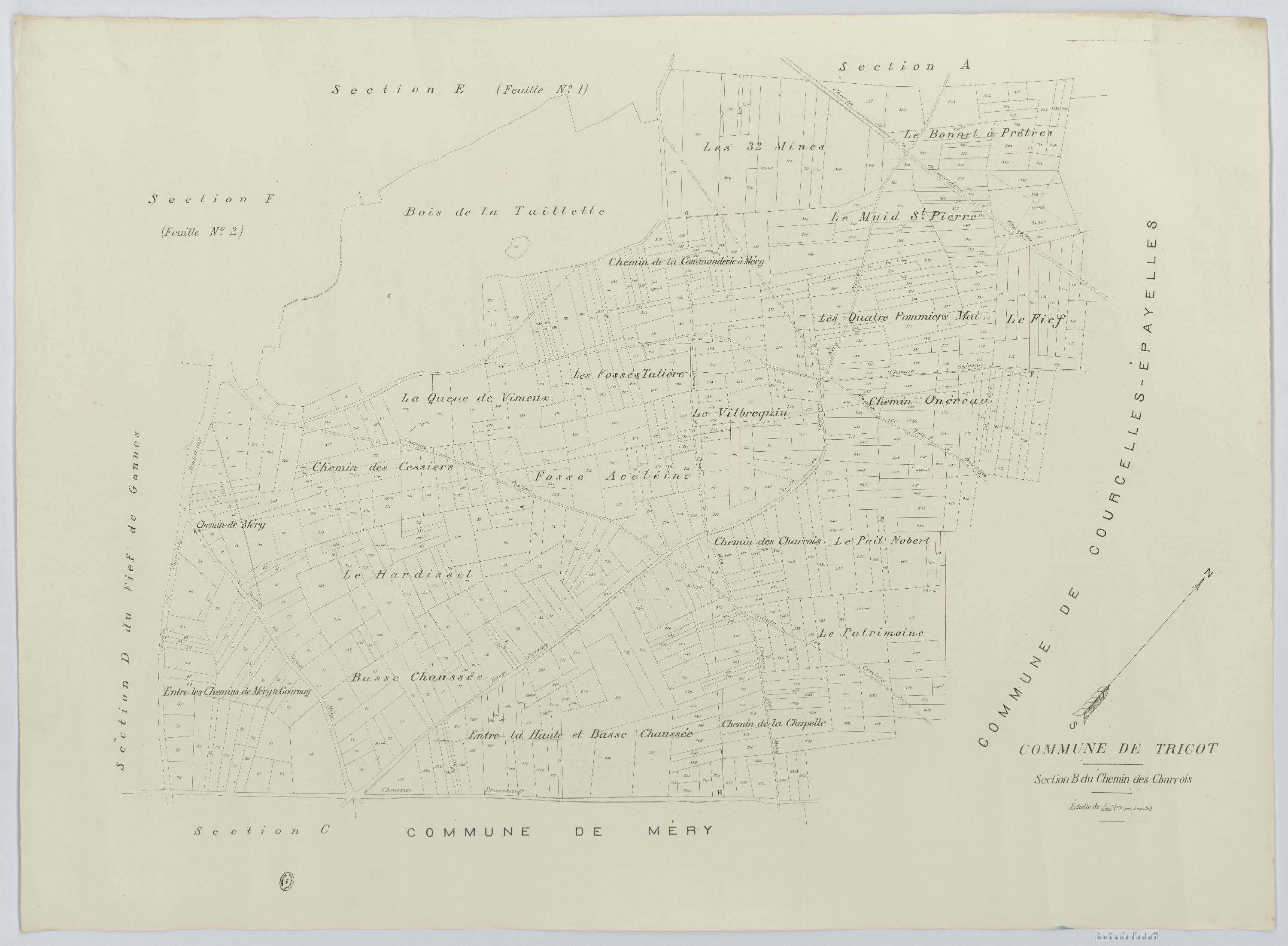Tricot - Cadastre napoléonien (copie), section B, feuille unique
