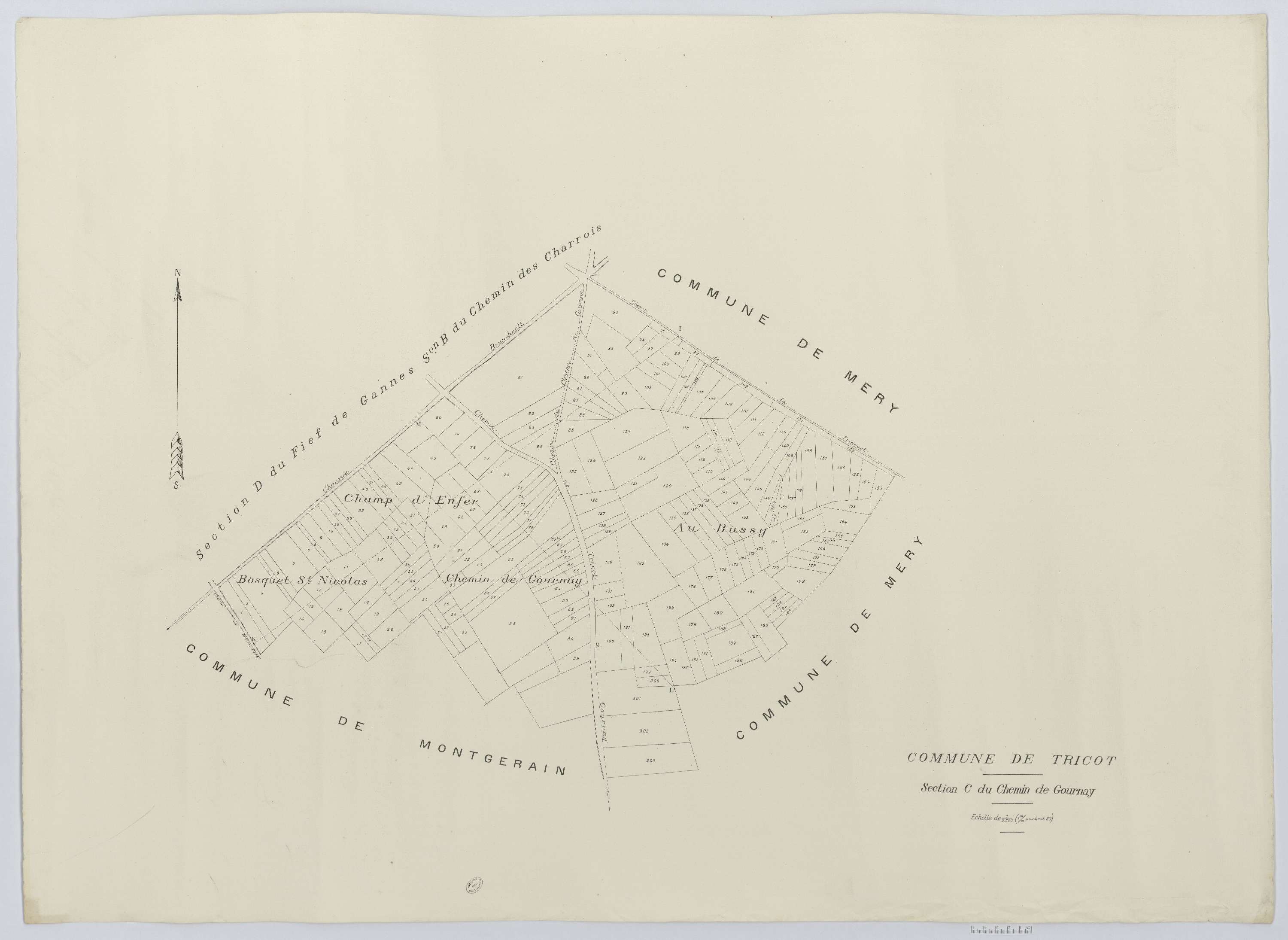 Tricot - Cadastre napoléonien (copie), section C, feuille unique