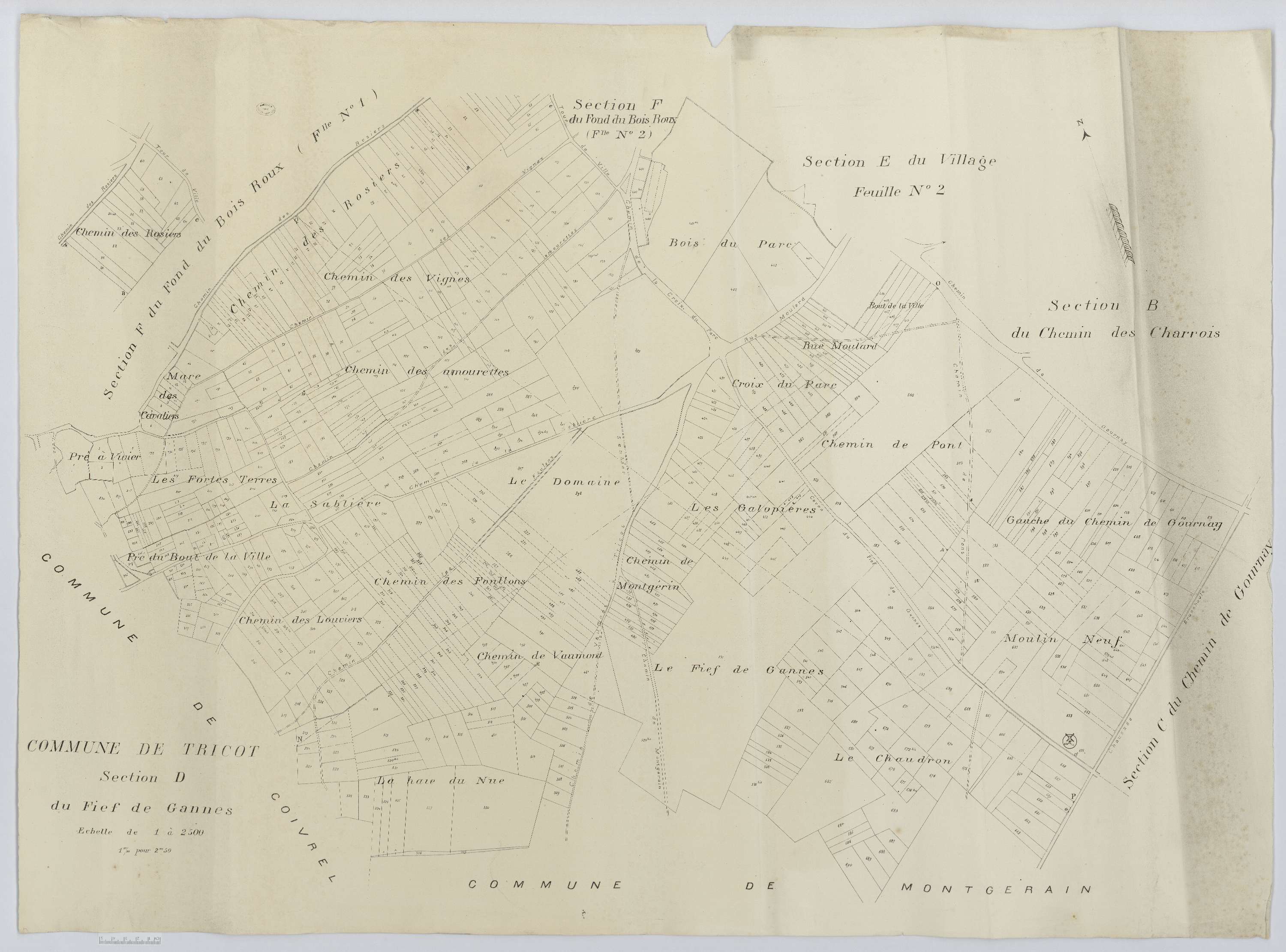 Tricot - Cadastre napoléonien (copie), section D, feuille unique