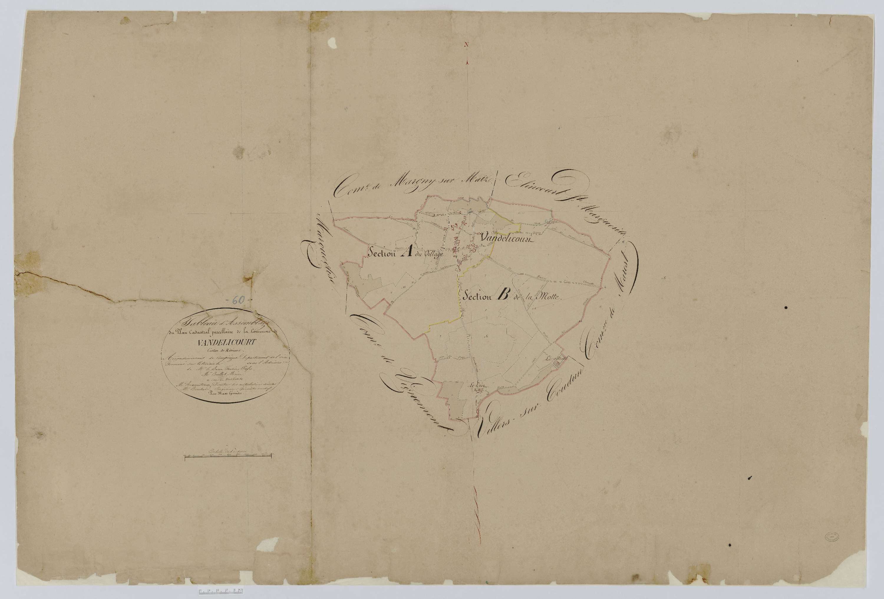 Vandélicourt - Cadastre napoléonien, tableau d'assemblage