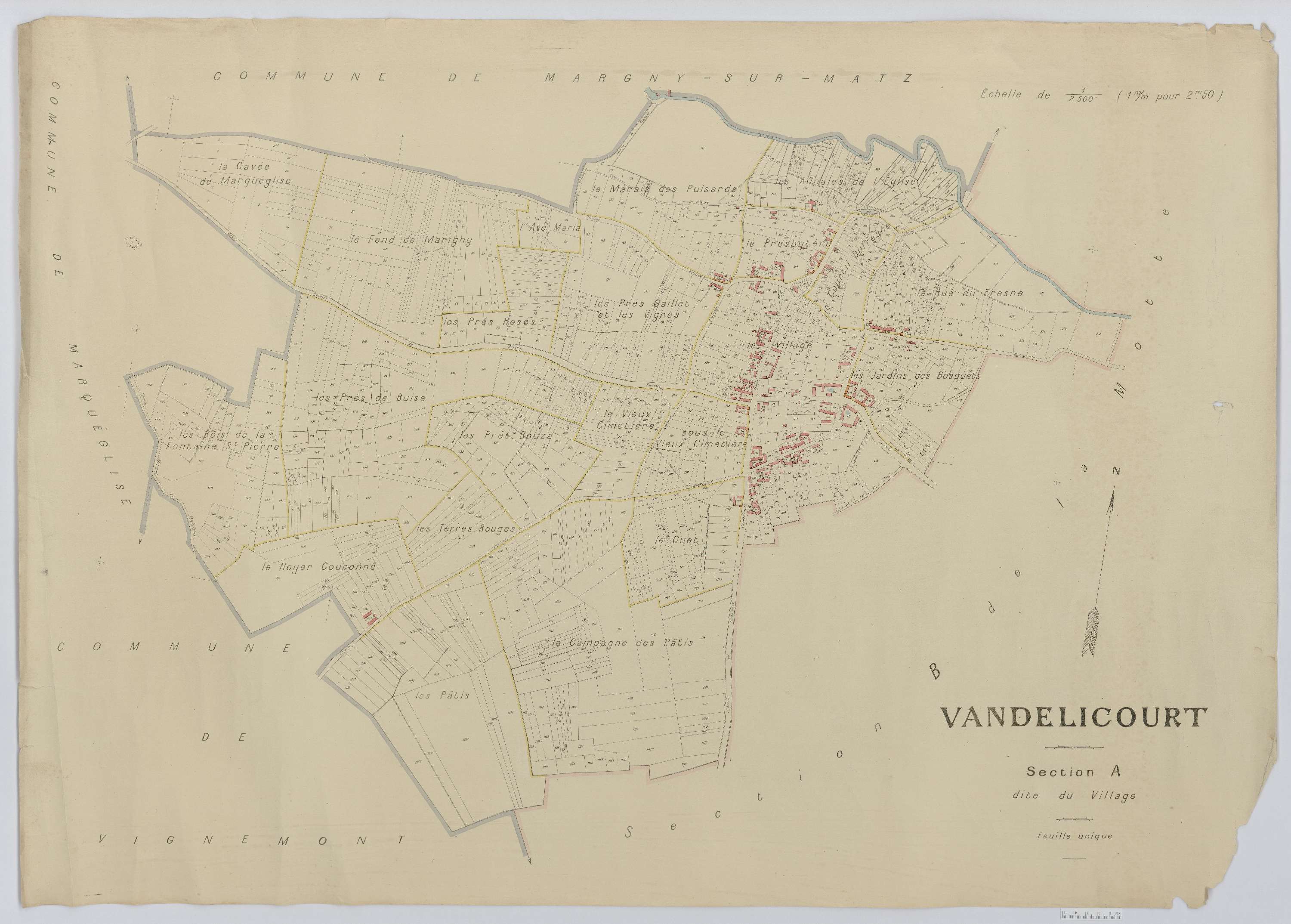 Vandélicourt - Cadastre napoléonien (copie), section A, feuille unique