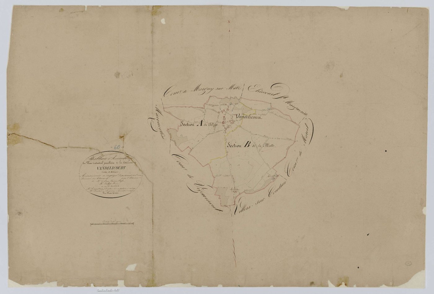 Vandélicourt - Cadastre napoléonien, tableau d'assemblage