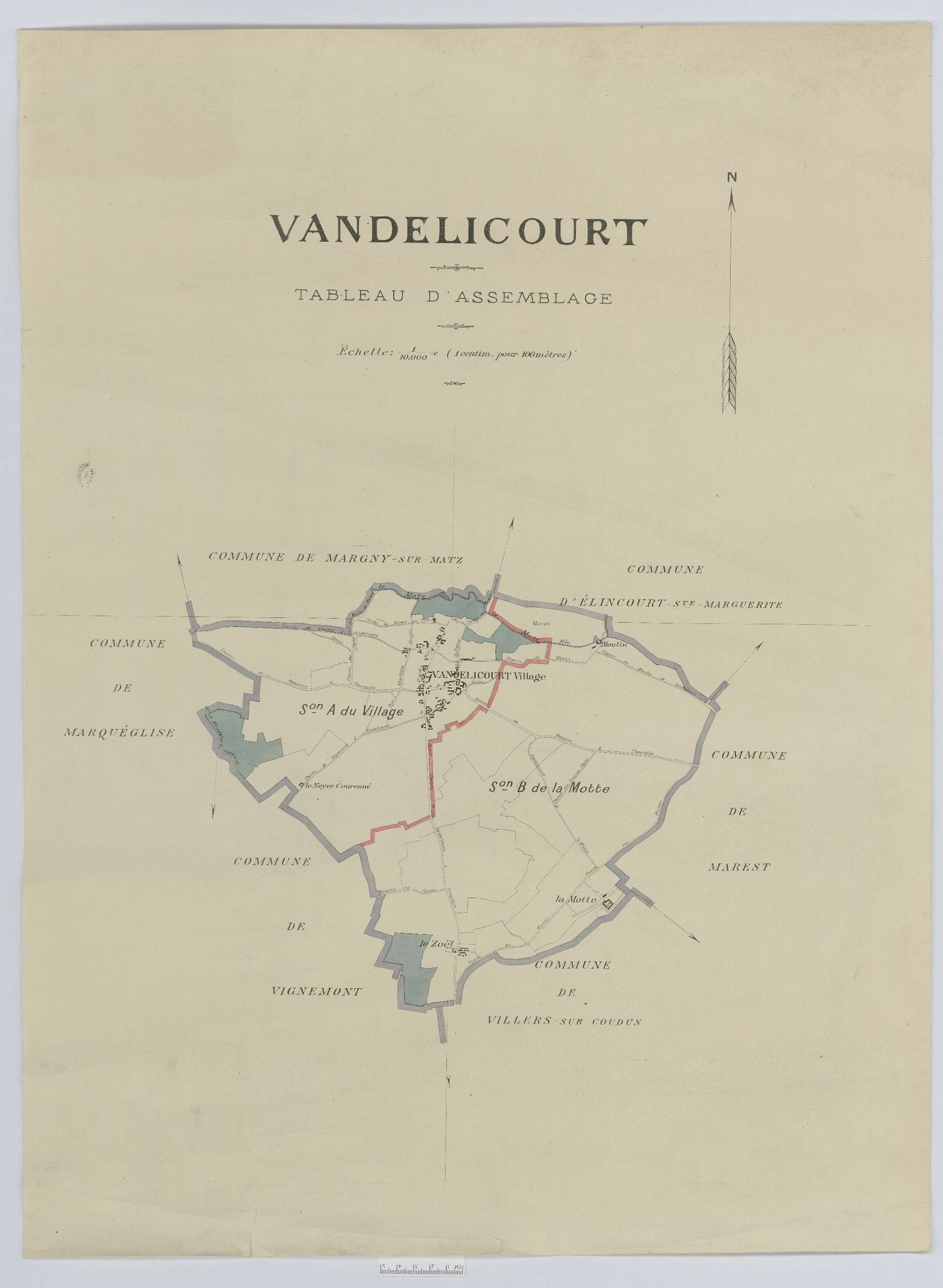 Vandélicourt - Cadastre napoléonien, tableau d'assemblage