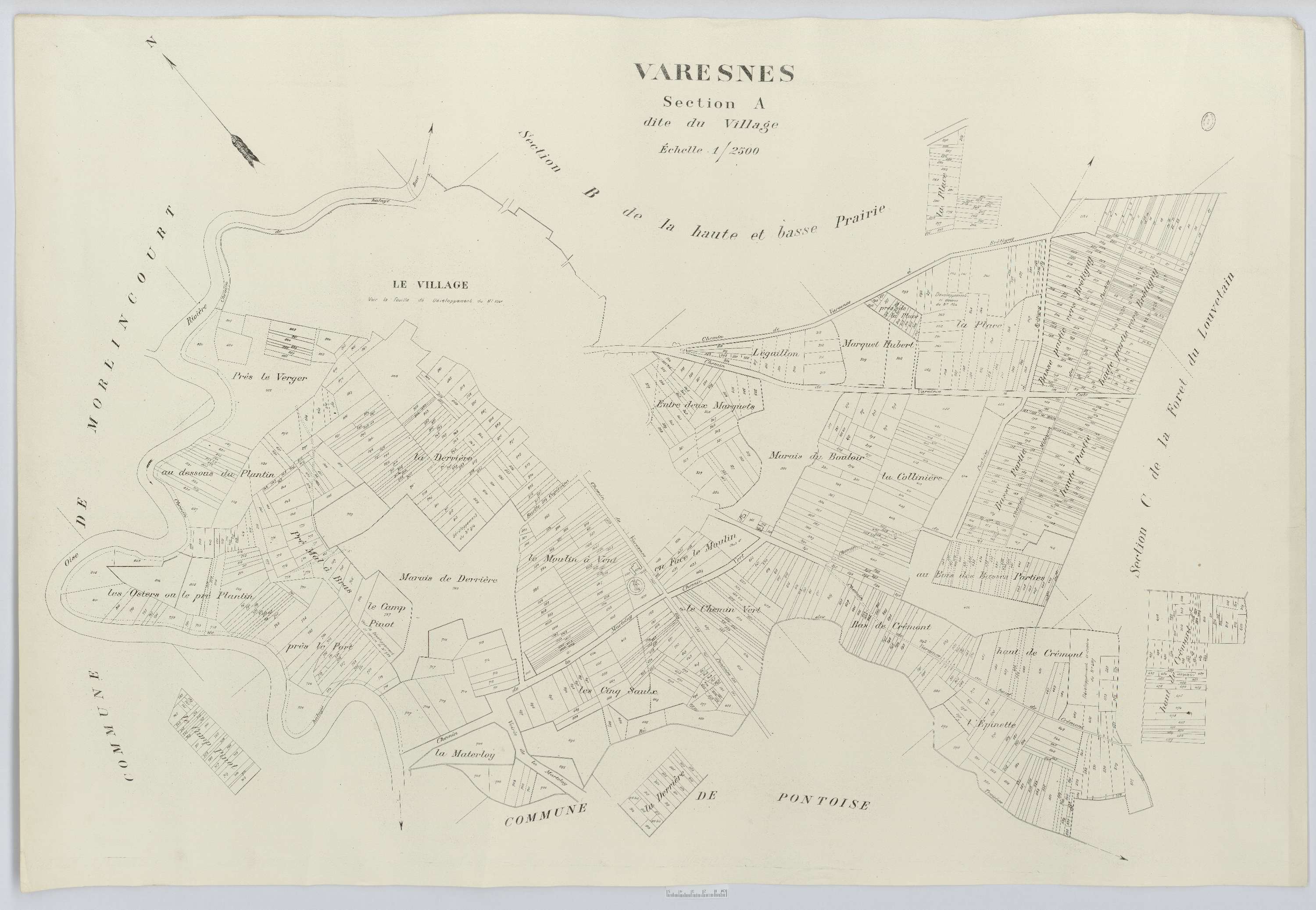 Varesnes - Cadastre napoléonien (copie), section A, feuille unique