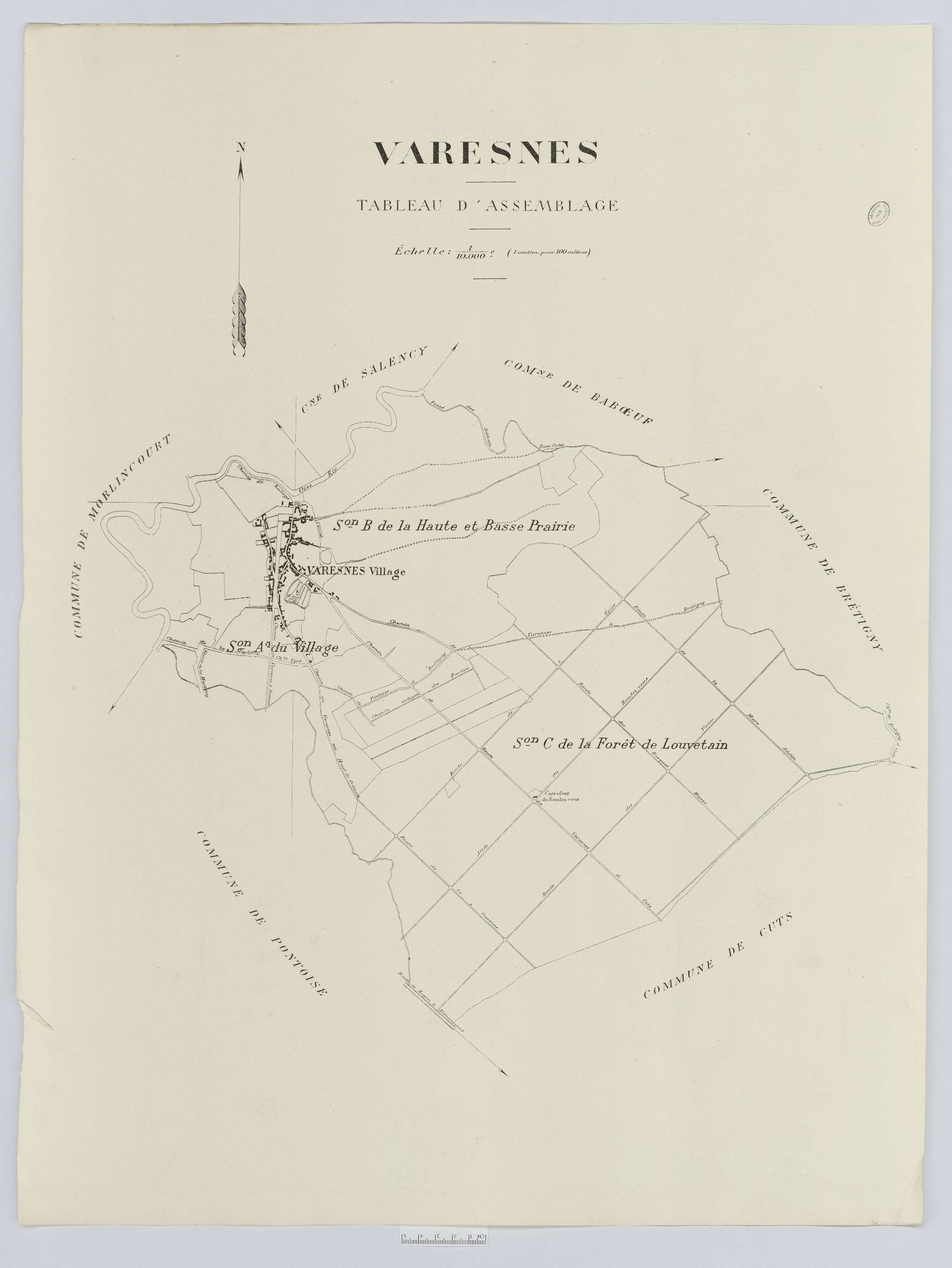 Varesnes - Cadastre napoléonien (copie), tableau d'assemblage