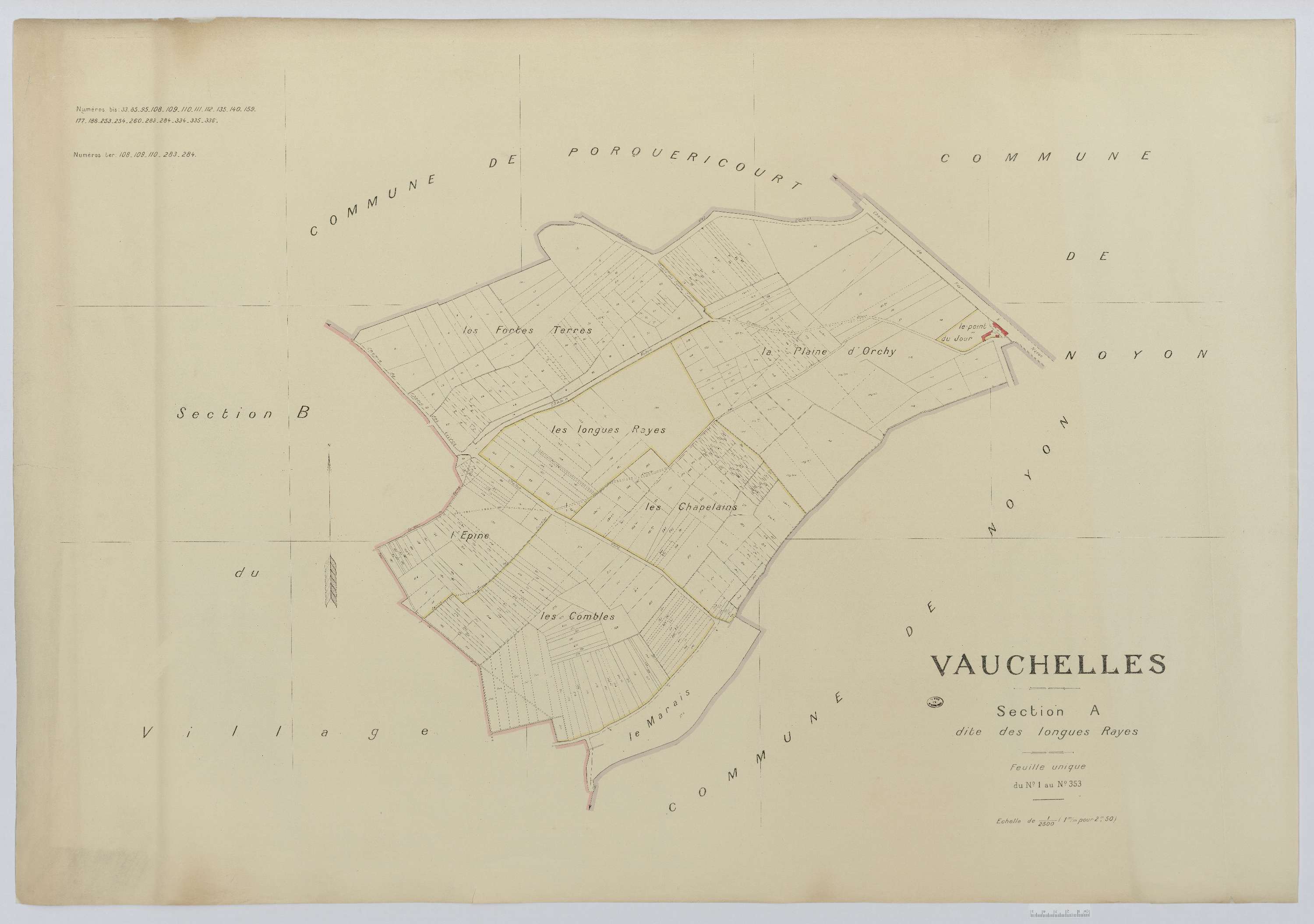Vauchelles - Cadastre napoléonien (copie), section A, feuille unique