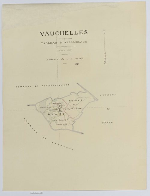 Vauchelles - Cadastre napoléonien (copie), tableau d'assemblage