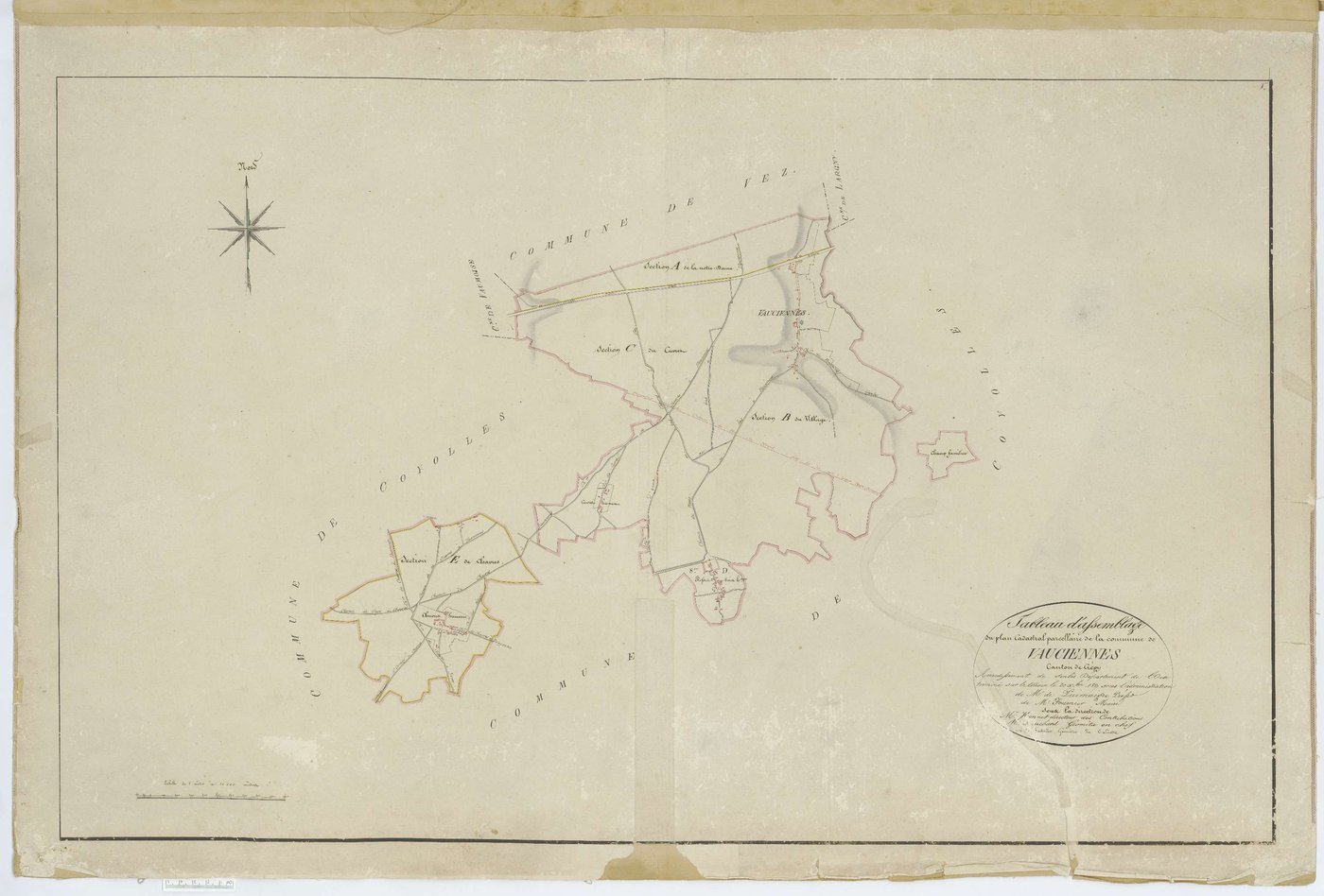 Vauciennes - Cadastre napoléonien, tableau d'assemblage