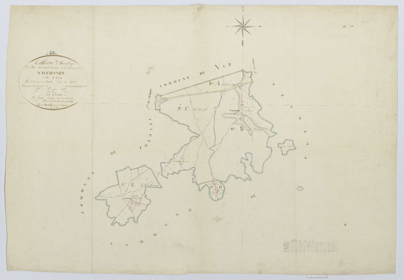 Vauciennes - Cadastre napoléonien, tableau d'assemblage