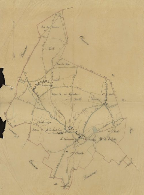 Le Vaumain - Cadastre napoléonien, copie calque du tableau d'assemblage