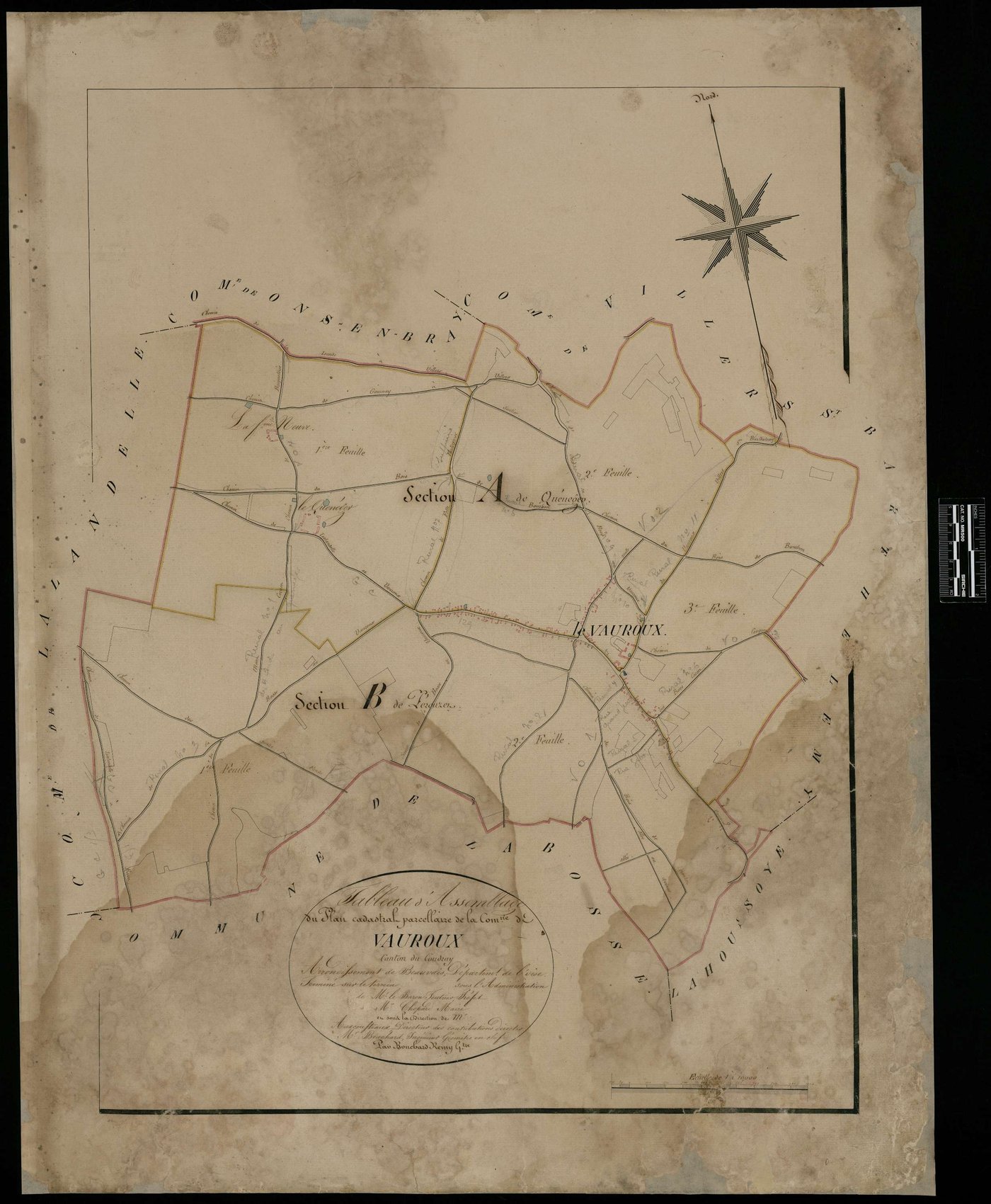 Le Vauroux - Cadastre napoléonien, tableau d'assemblage