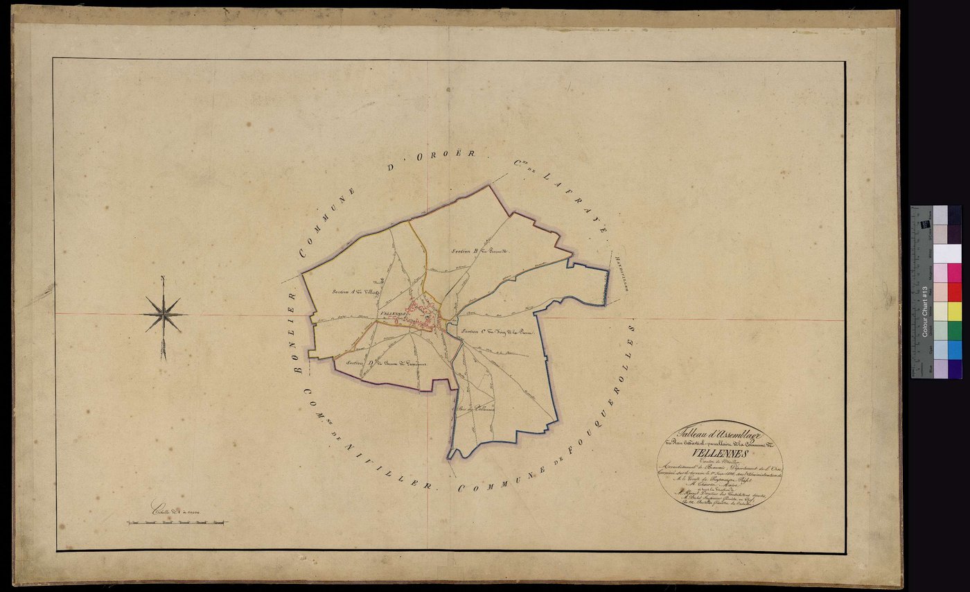Velennes - Cadastre napoléonien, section tableau d'assemblage