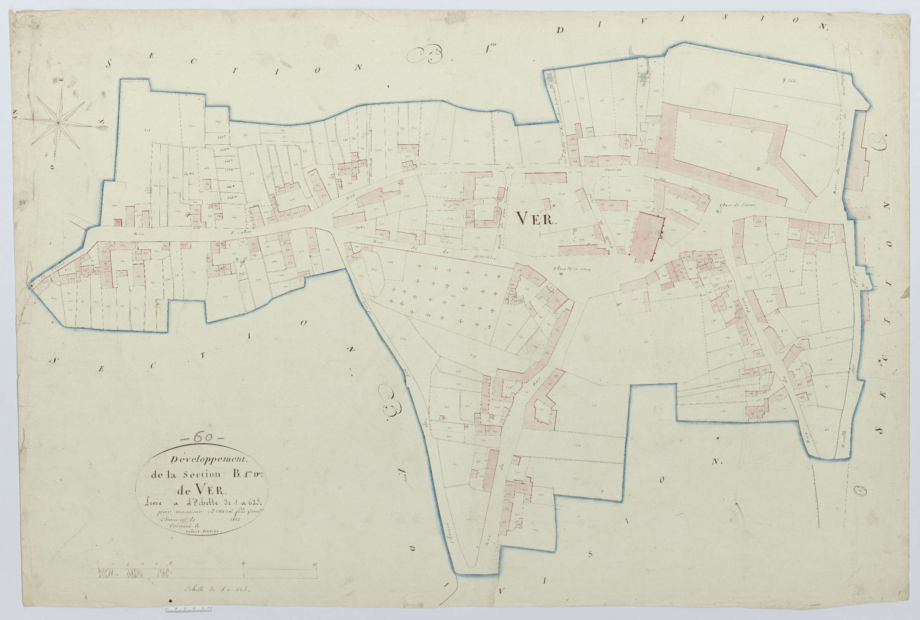 Ver-sur-Launette - Cadastre napoléonien, développement de la section B1