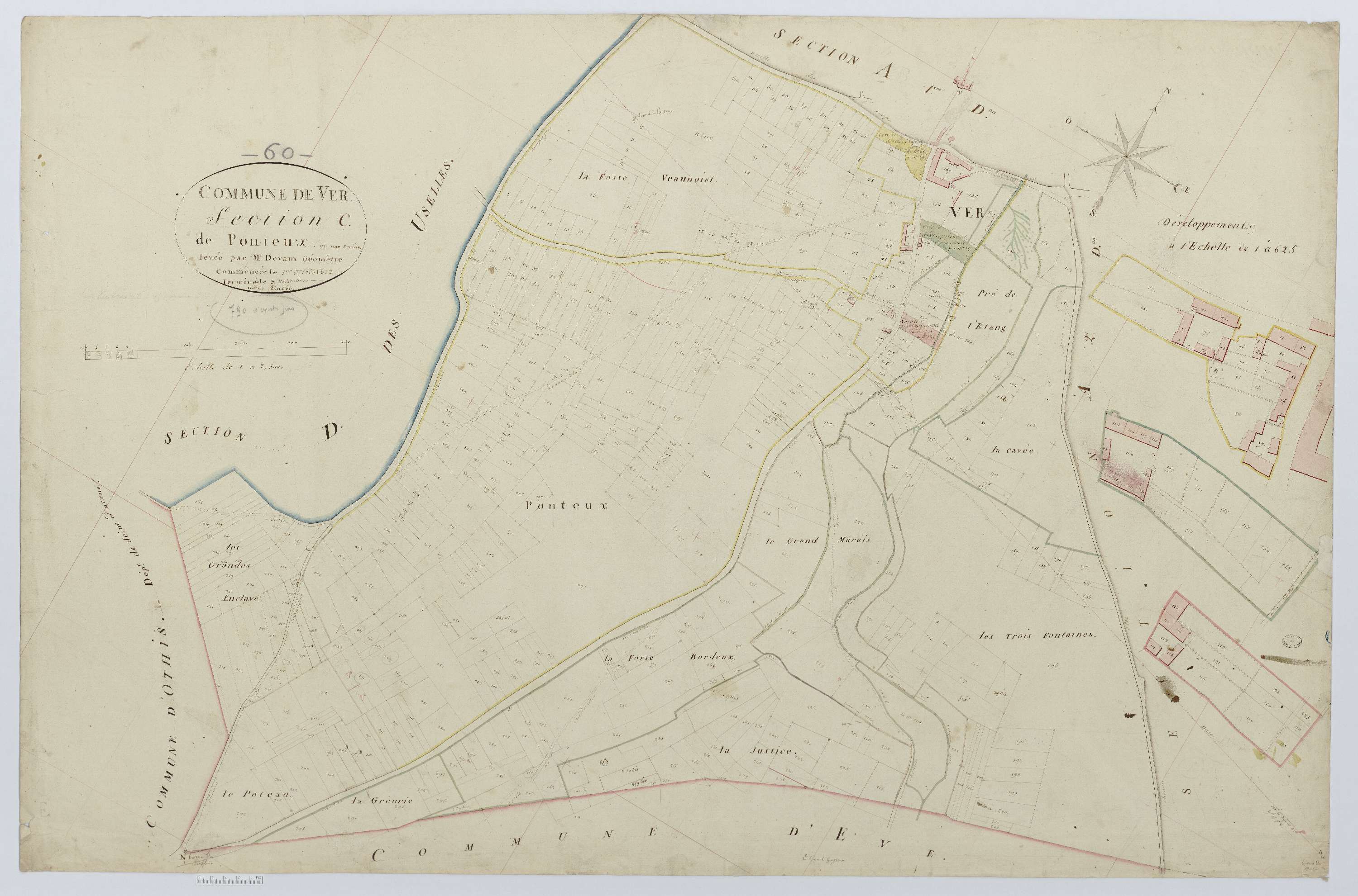 Ver-sur-Launette - Cadastre napoléonien, section C, feuille unique