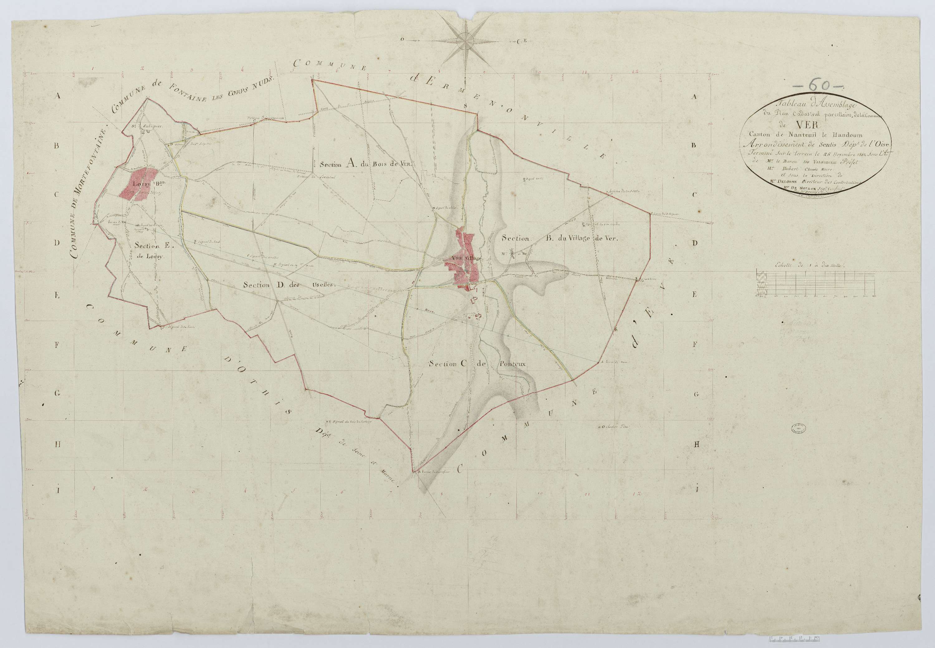 Ver-sur-Launette - Cadastre napoléonien, tableau d'assemblage