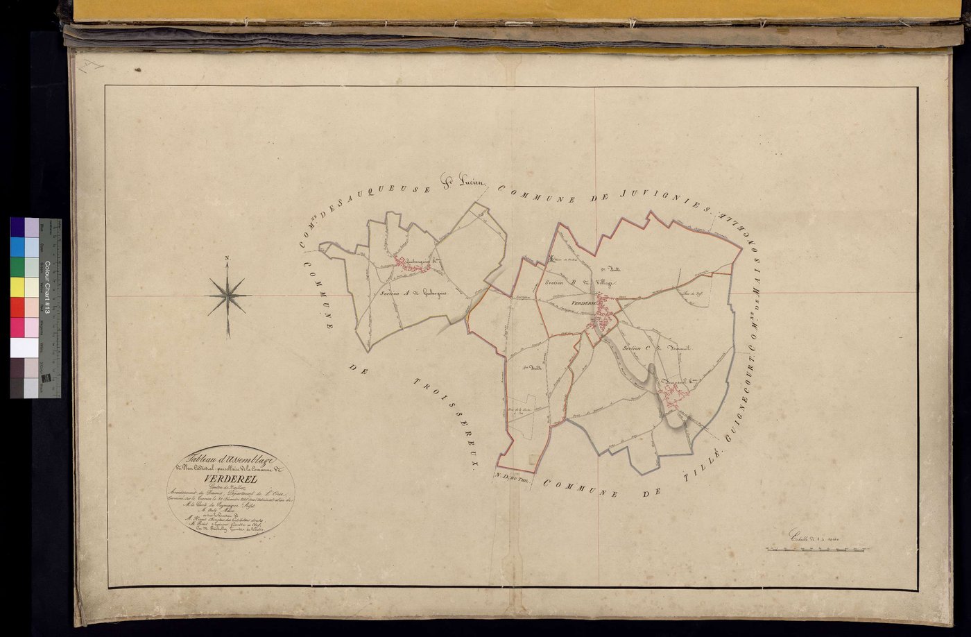 Verderel-lès-Sauqueuse - Cadastre napoléonien, tableau d'assemblage