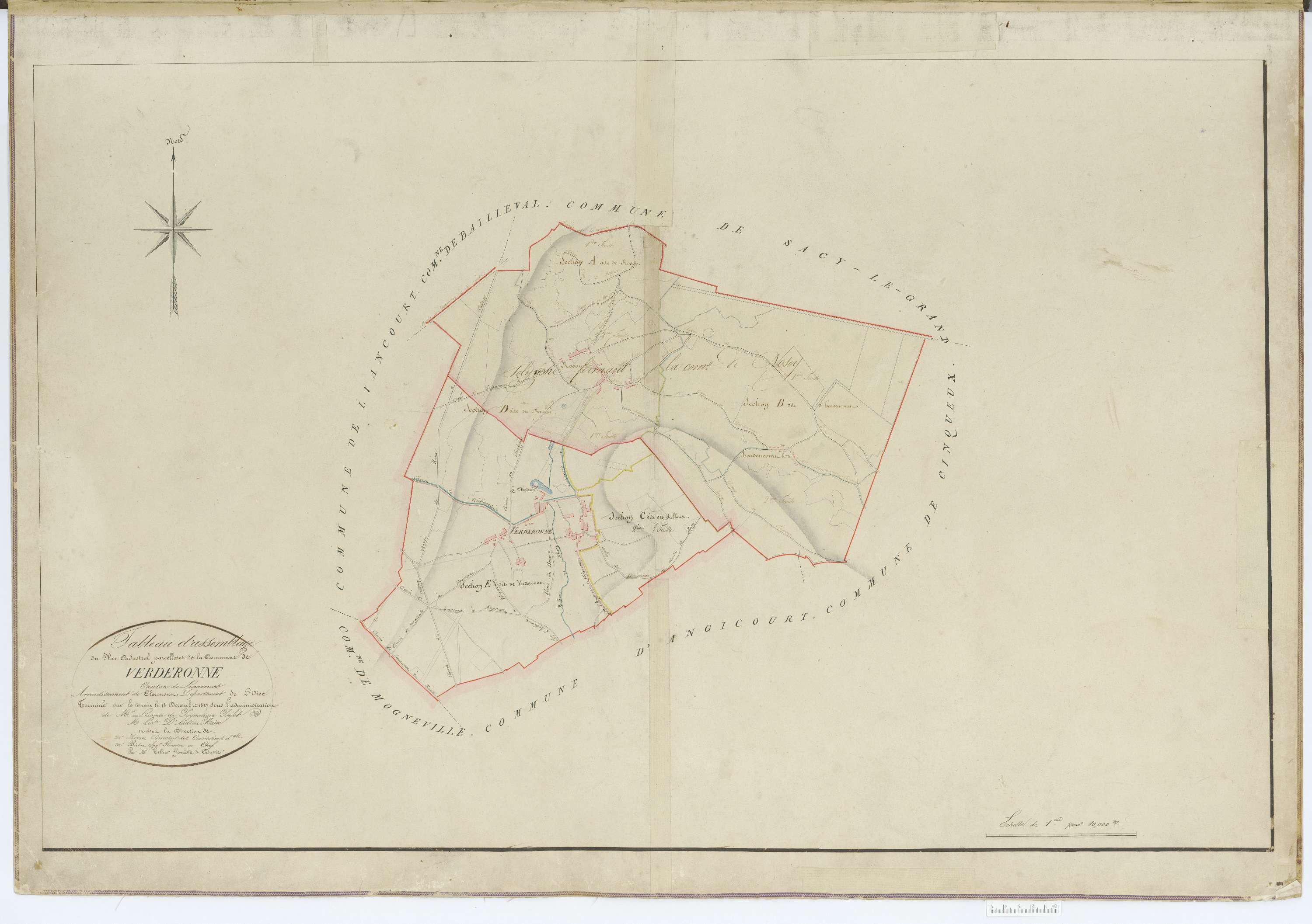 Verderonne - Cadastre napoléonien, tableau d'assemblage