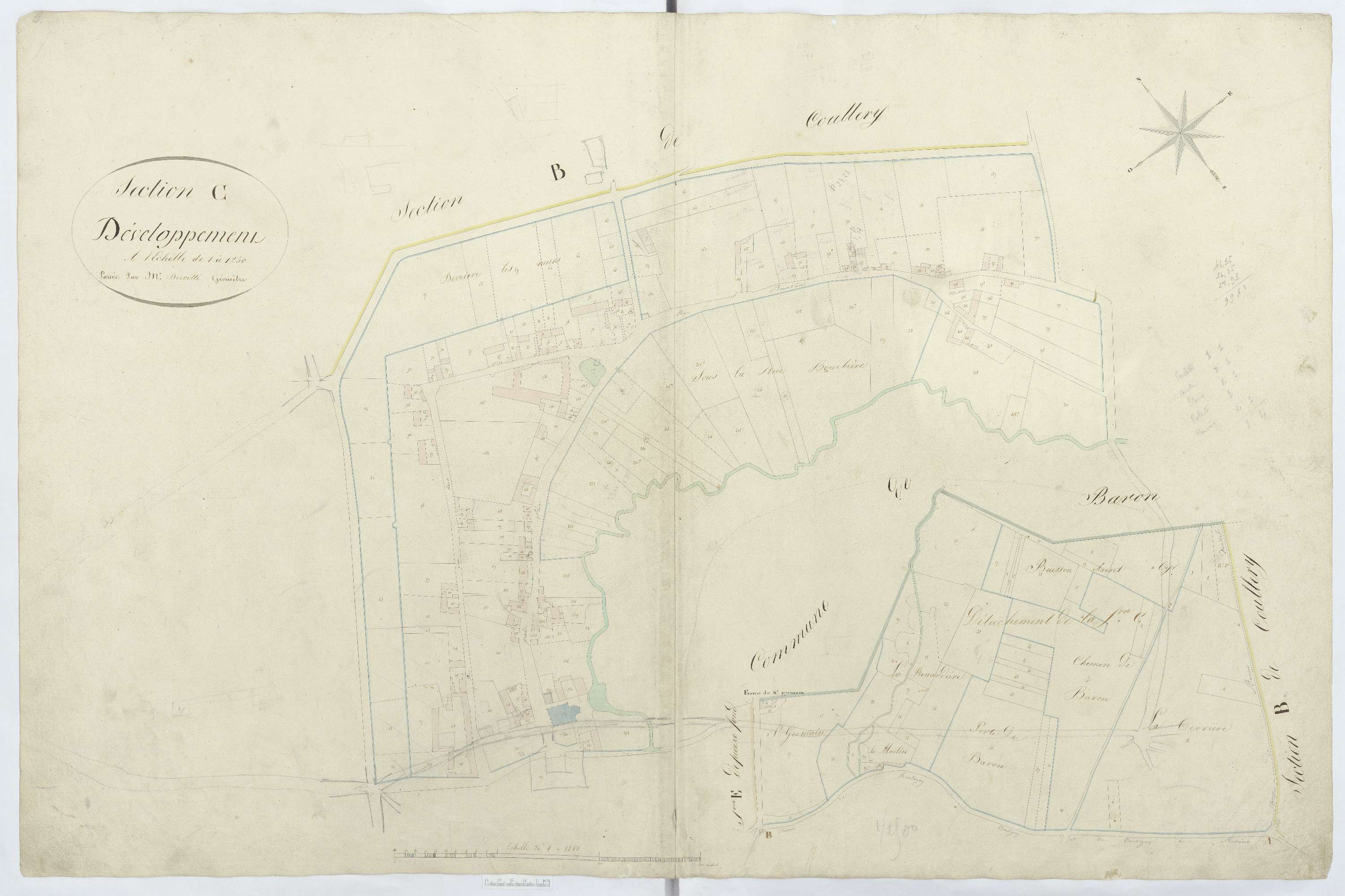 Versigny - Cadastre napoléonien, développement le la section C du village