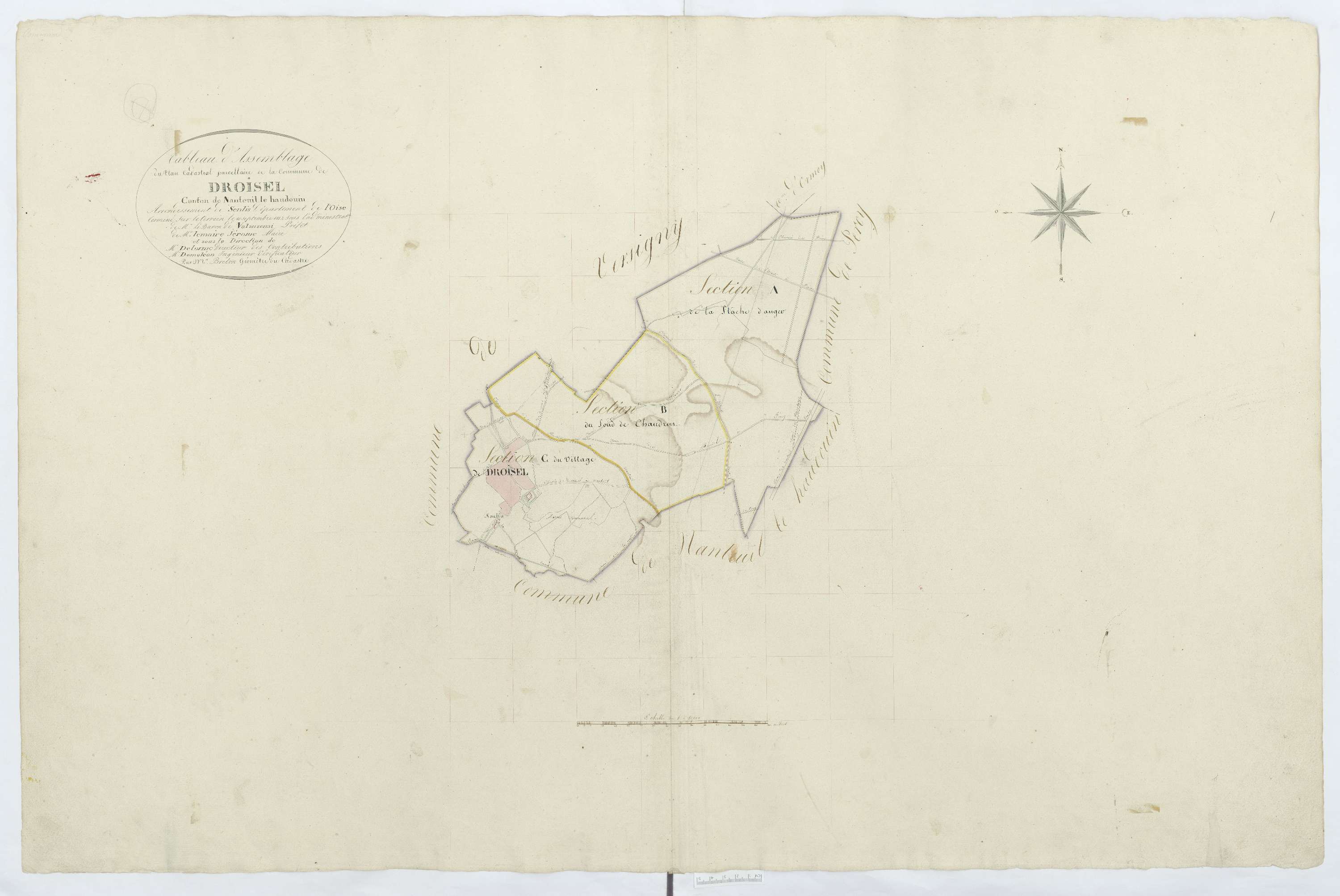 Versigny - Cadastre napoléonien, tableau d'assemblage de Droiselles