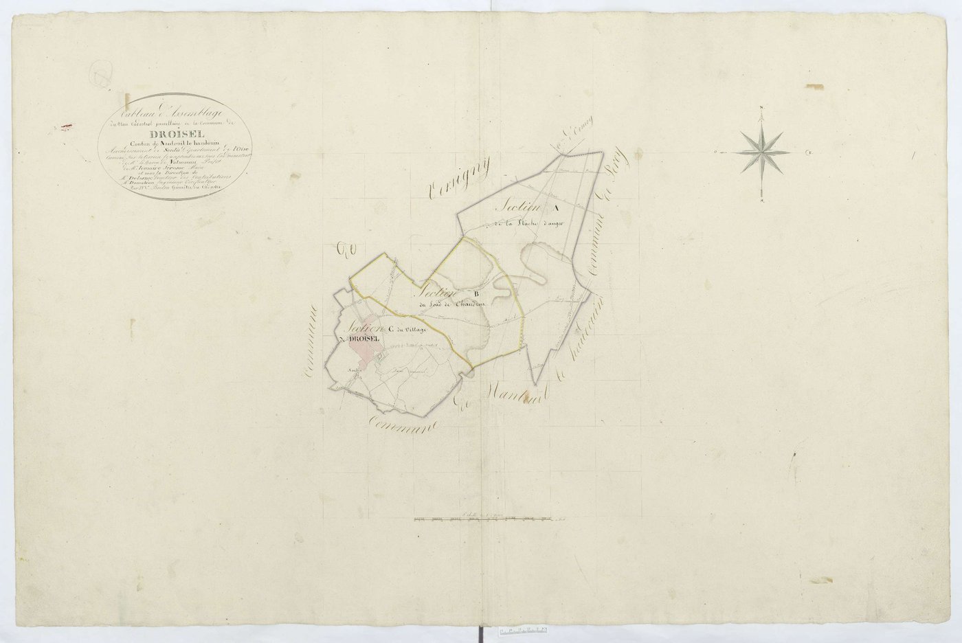 Versigny - Cadastre napoléonien, tableau d'assemblage de Droiselles