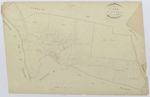 Vez - Cadastre napoléonien, section B, feuille unique