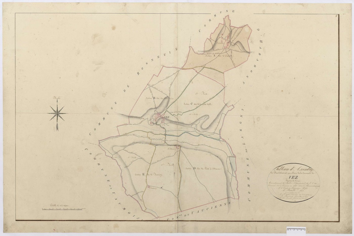Vez - Cadastre napoléonien, tableau d'assemblage