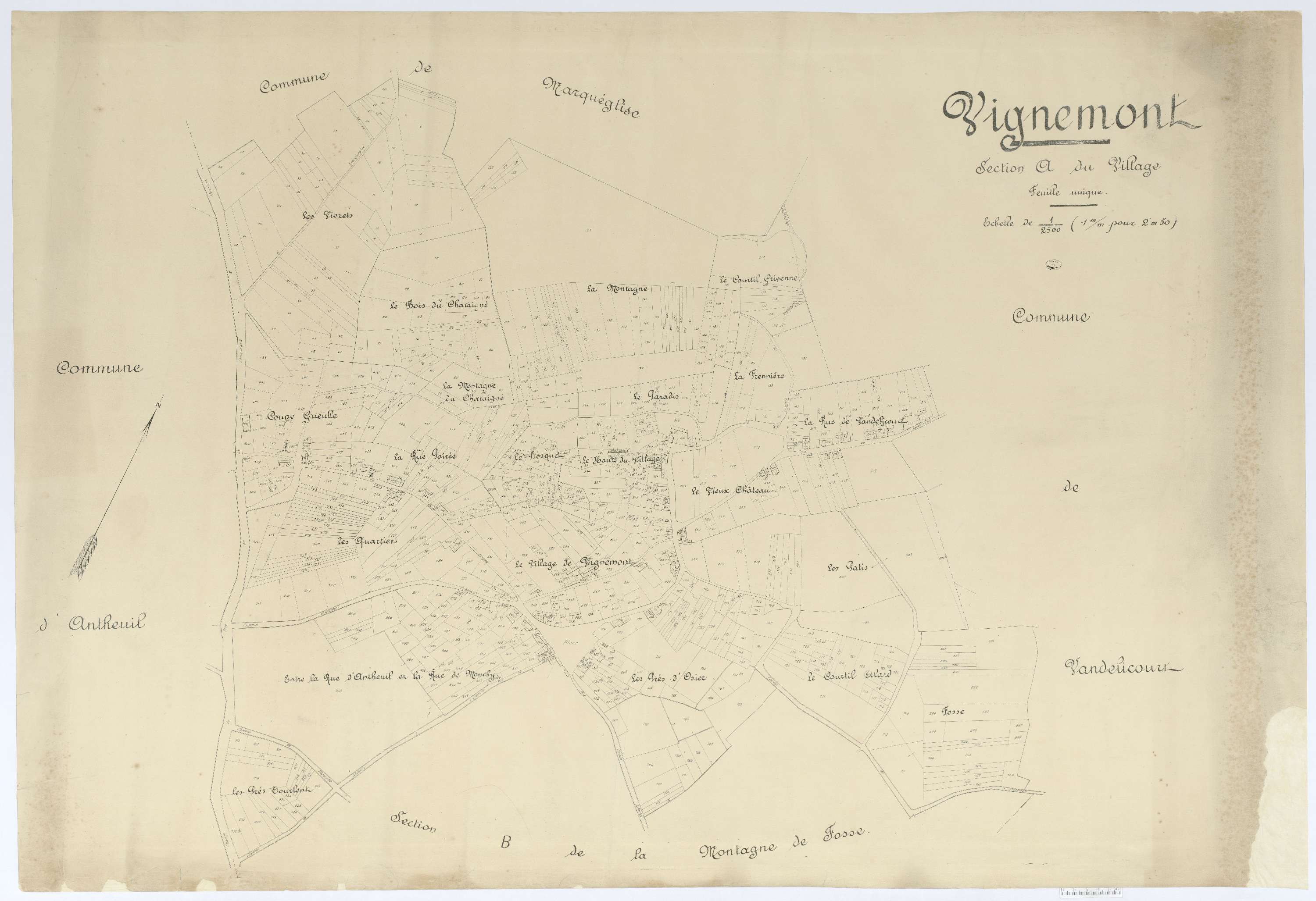 Vignemont - Cadastre napoléonien (copie), section A, feuille unique