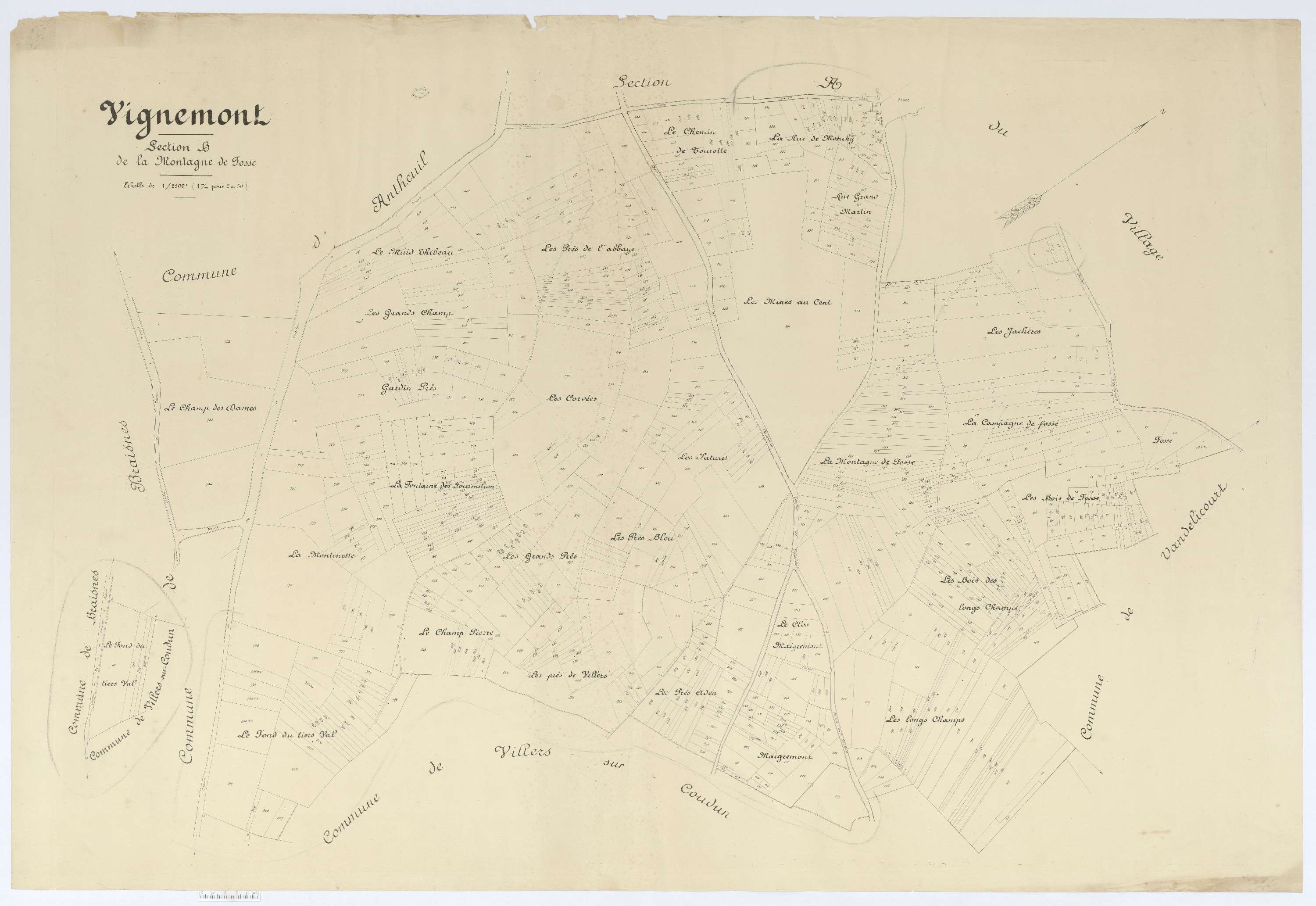 Vignemont - Cadastre napoléonien (copie), section B, feuille unique