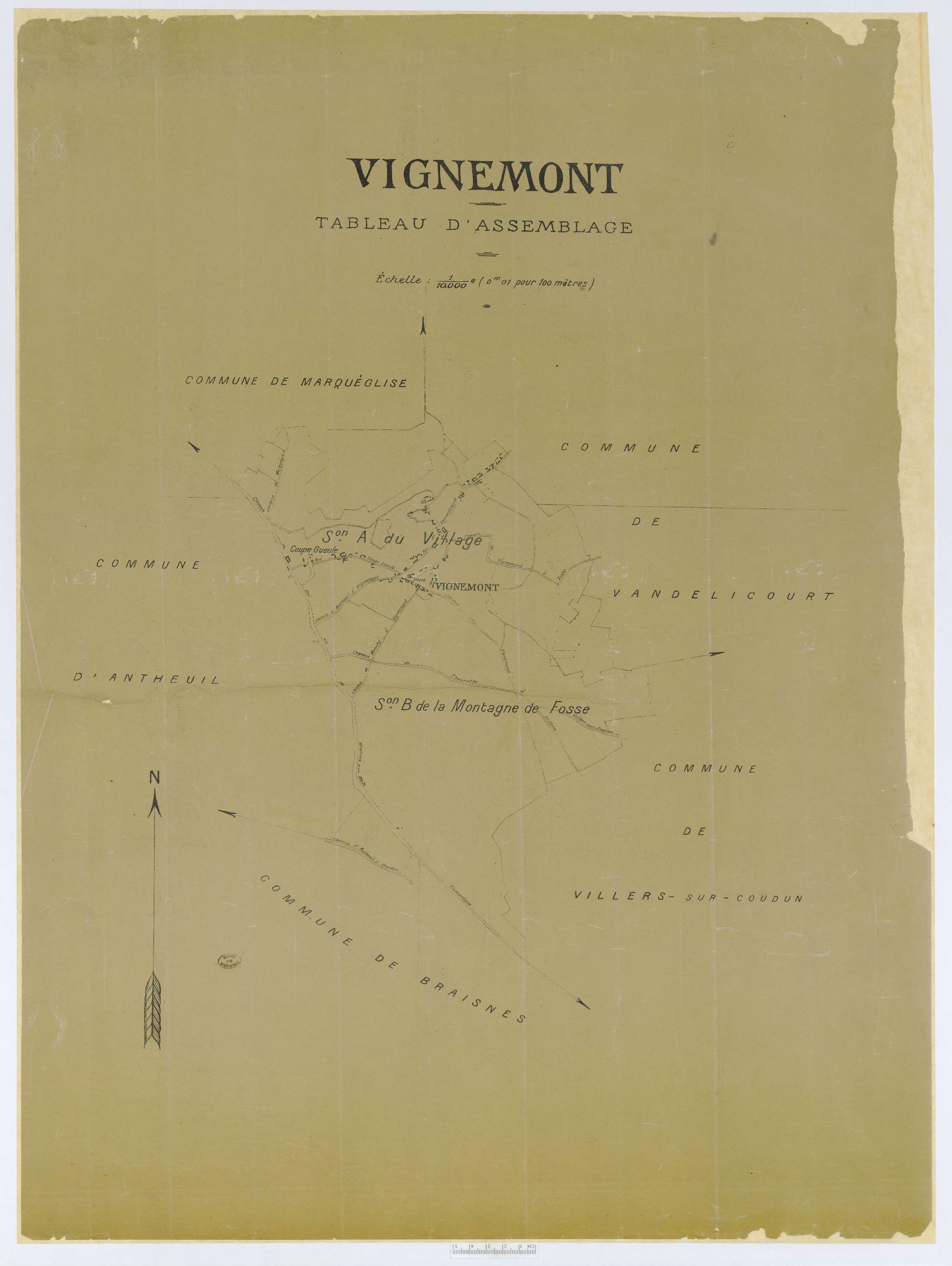 Vignemont - Cadastre napoléonien (copie), tableau d'assemblage, copie calque