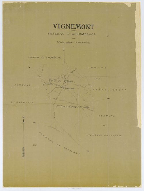 Vignemont - Cadastre napoléonien (copie), tableau d'assemblage, copie calque