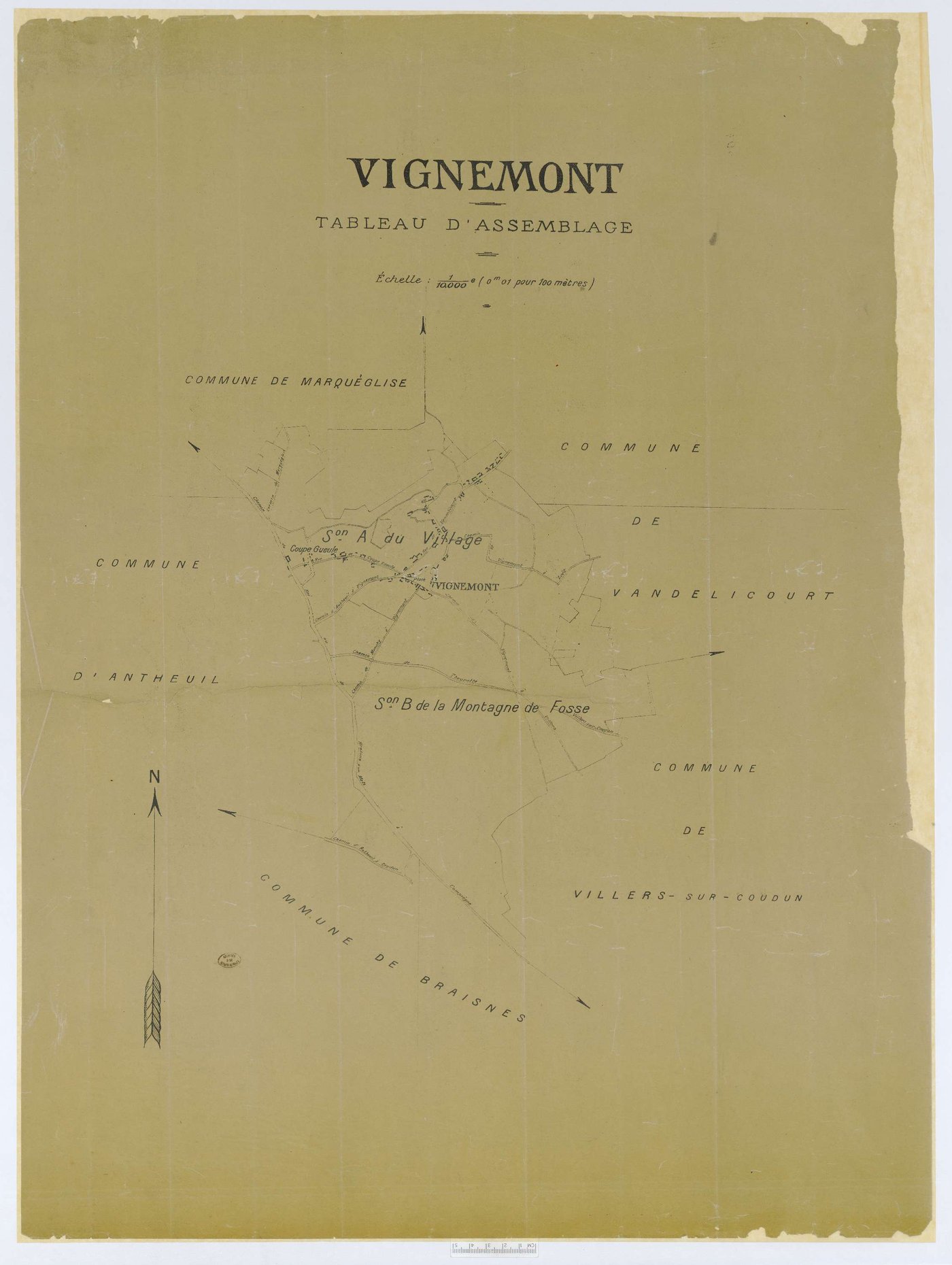 Vignemont - Cadastre napoléonien (copie), tableau d'assemblage, copie calque