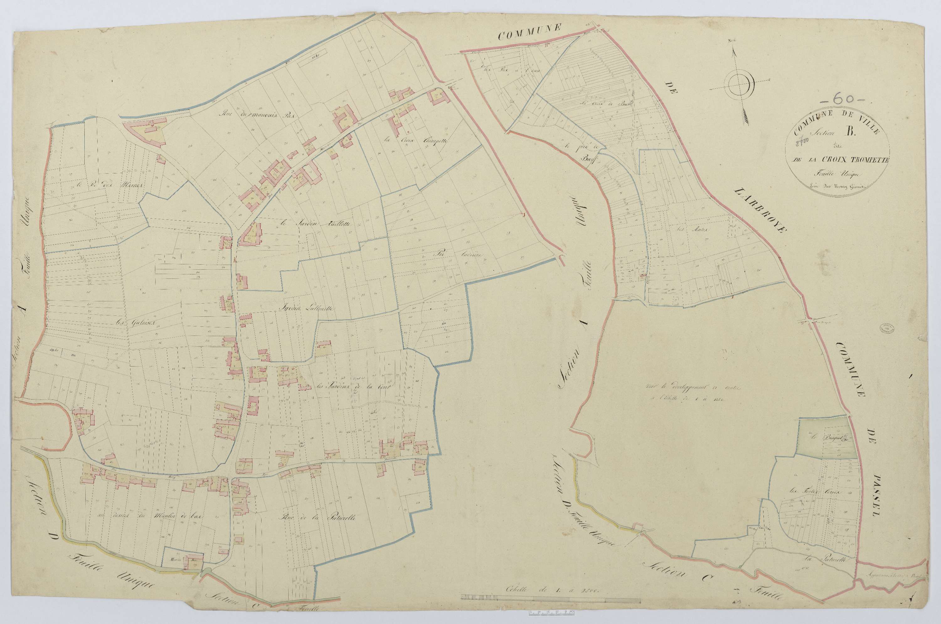 Ville - Cadastre napoléonien, section B, feuille unique