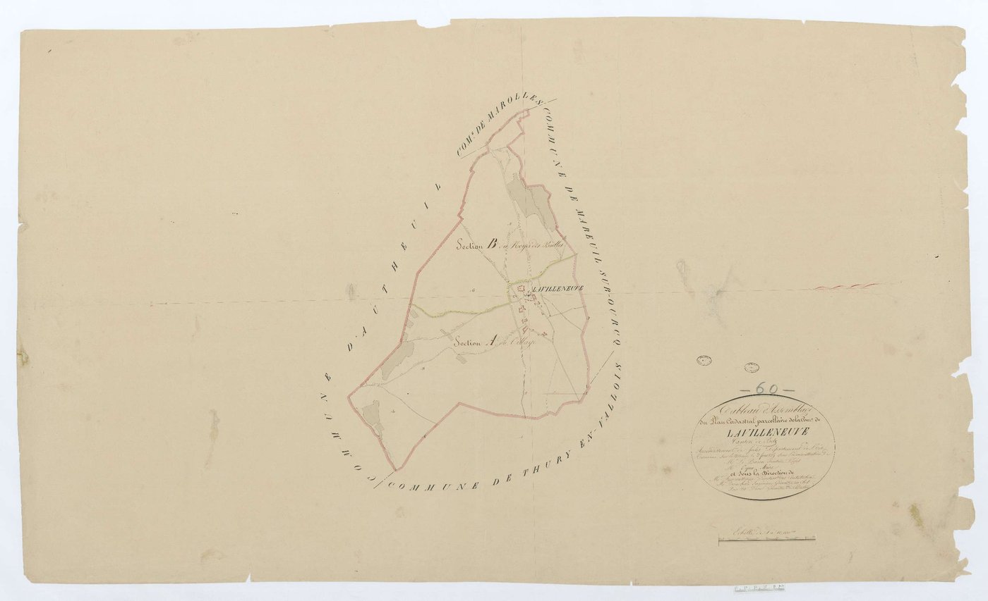 La Villeneuve-sous-Thury - Cadastre napoléonien, tableau d'assemblage