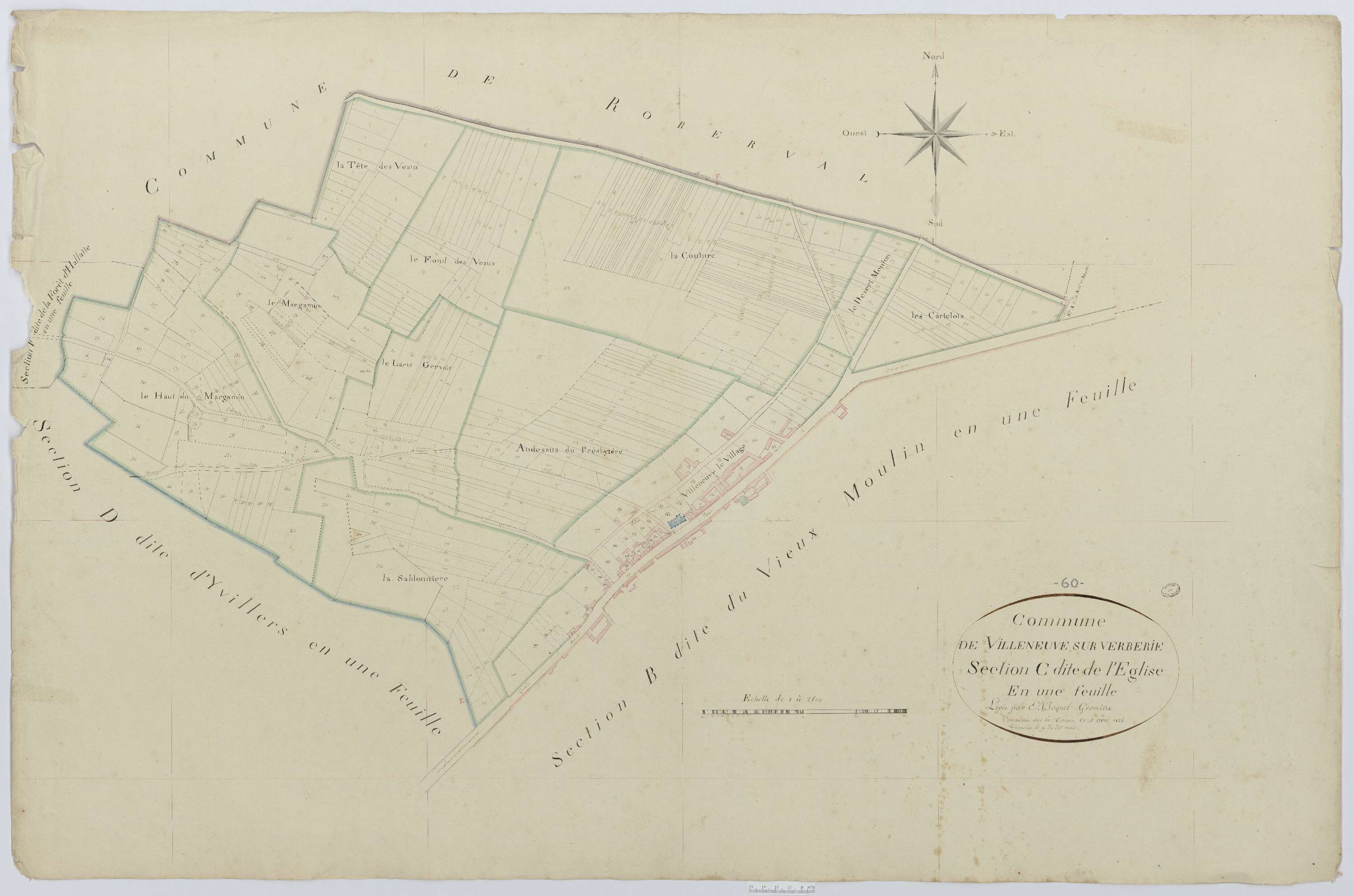 Villeneuve-sur-Verberie - Cadastre napoléonien, section C, feuille unique