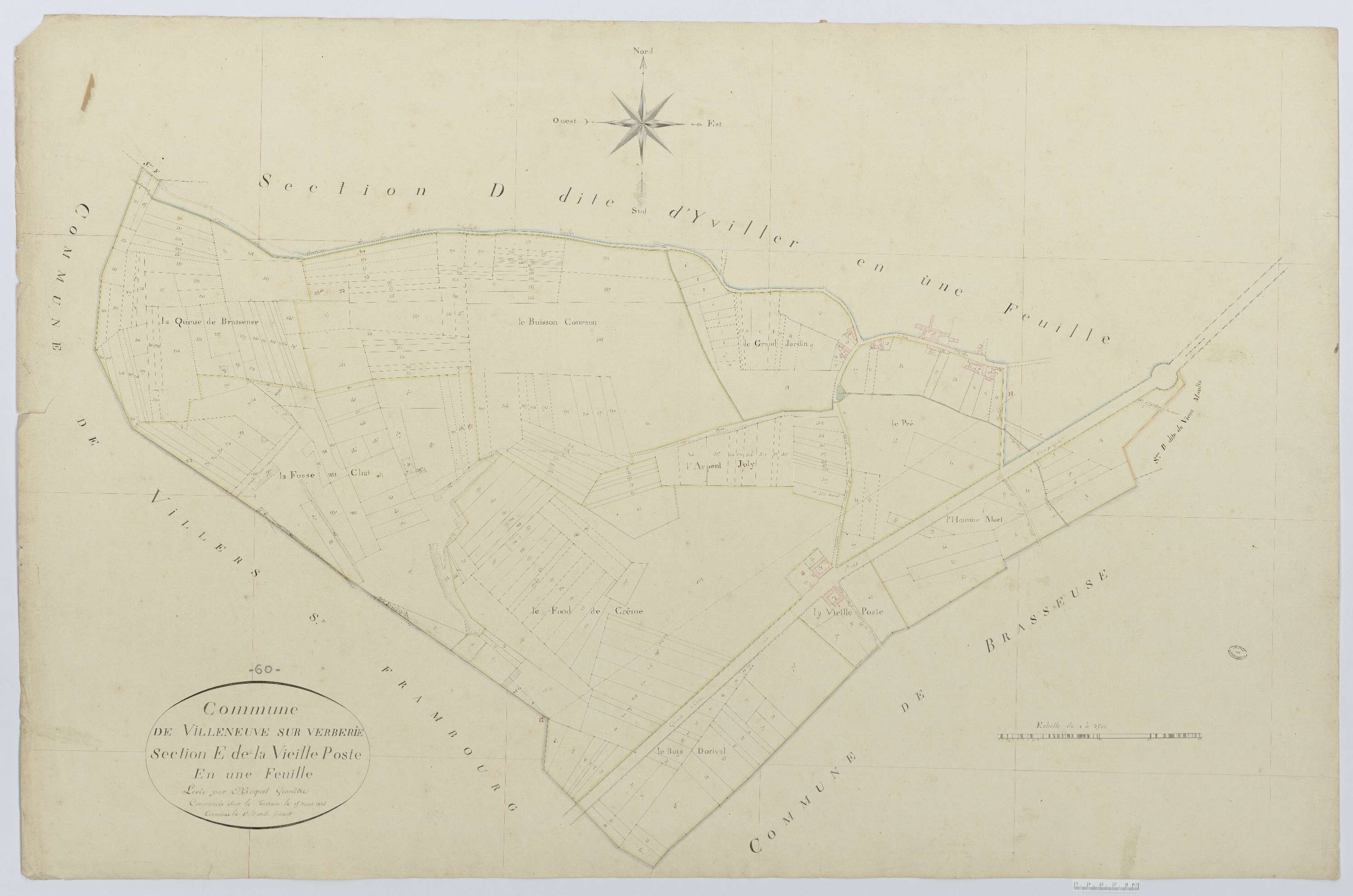 Villeneuve-sur-Verberie - Cadastre napoléonien, section E, feuille unique