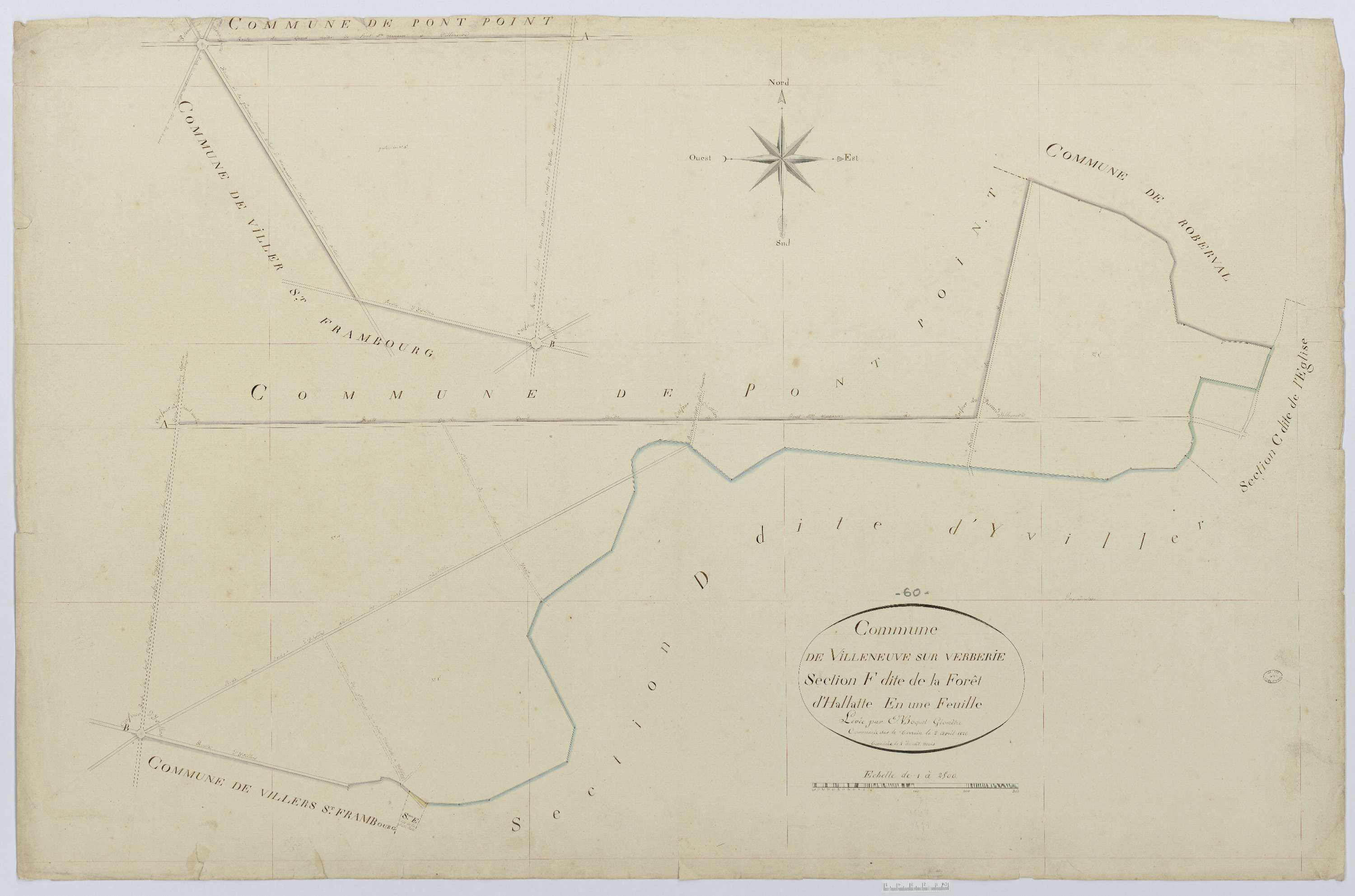 Villeneuve-sur-Verberie - Cadastre napoléonien, section F, feuille unique